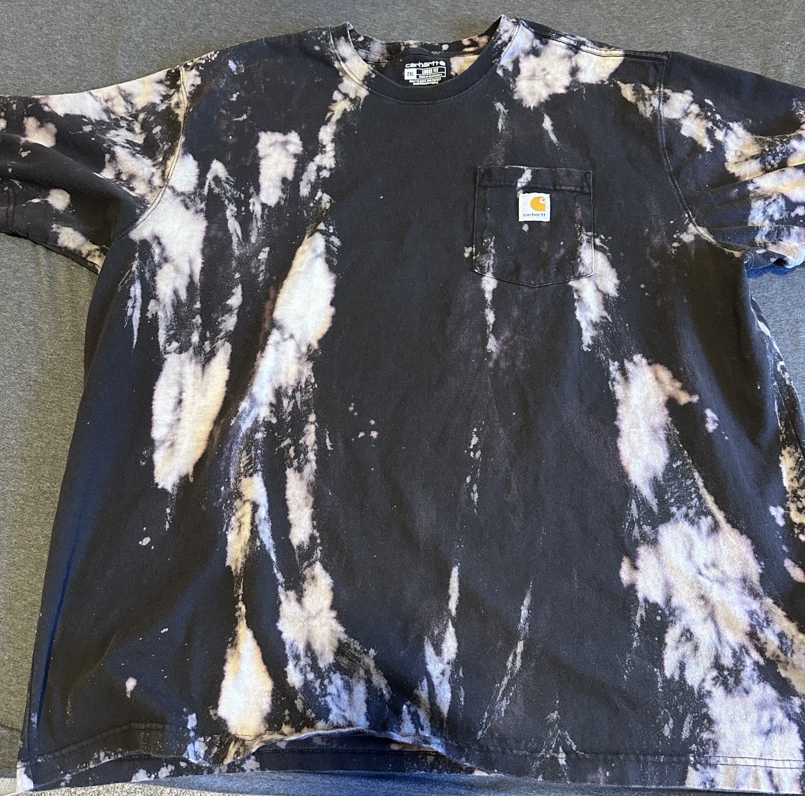 Carhartt Mens Black Tie Dye Pocket Tee Size XXL