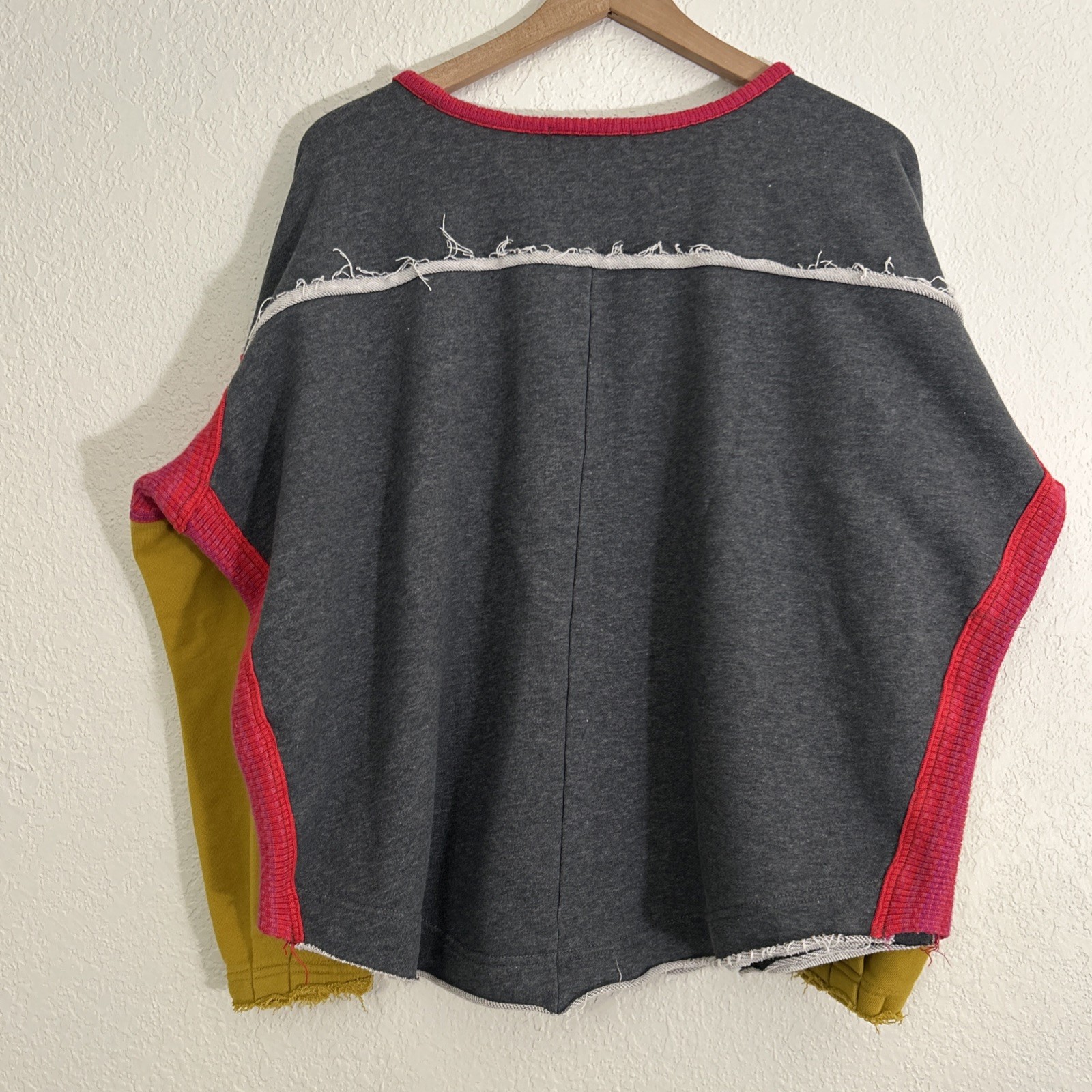 Natural Life Knit Trim Sweatshirt Colorblock Oversized Fit Colorful Boho Sz S M