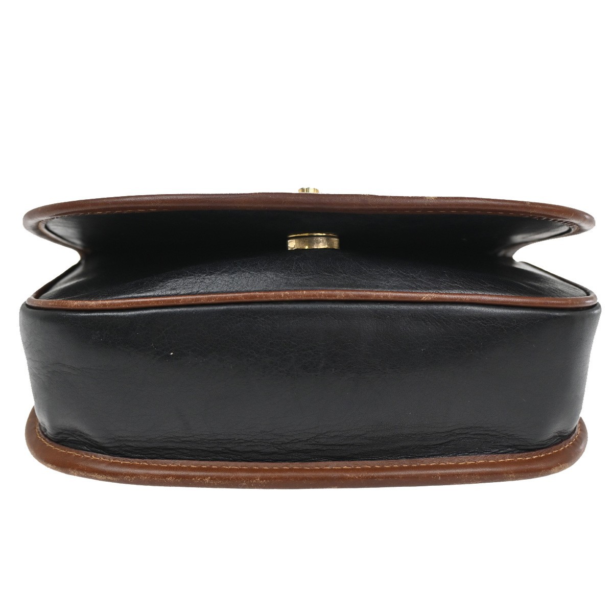 CELINE Ring Logo Shoulder Bag Leather Black Italy GHW 67CA399