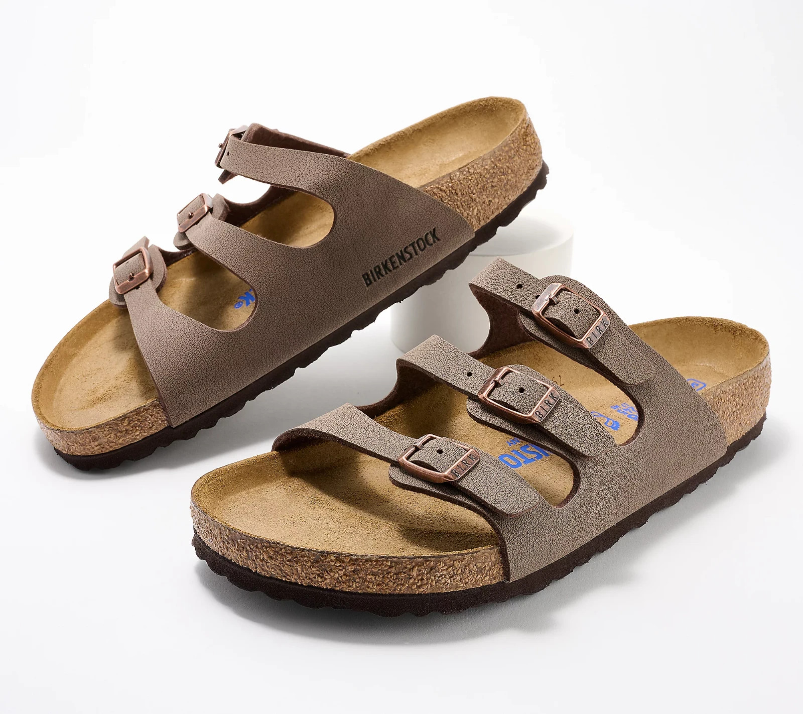 Birkenstock Florida Three-Strap Comfort Footbed Slide Sandal in Mocha – W 10