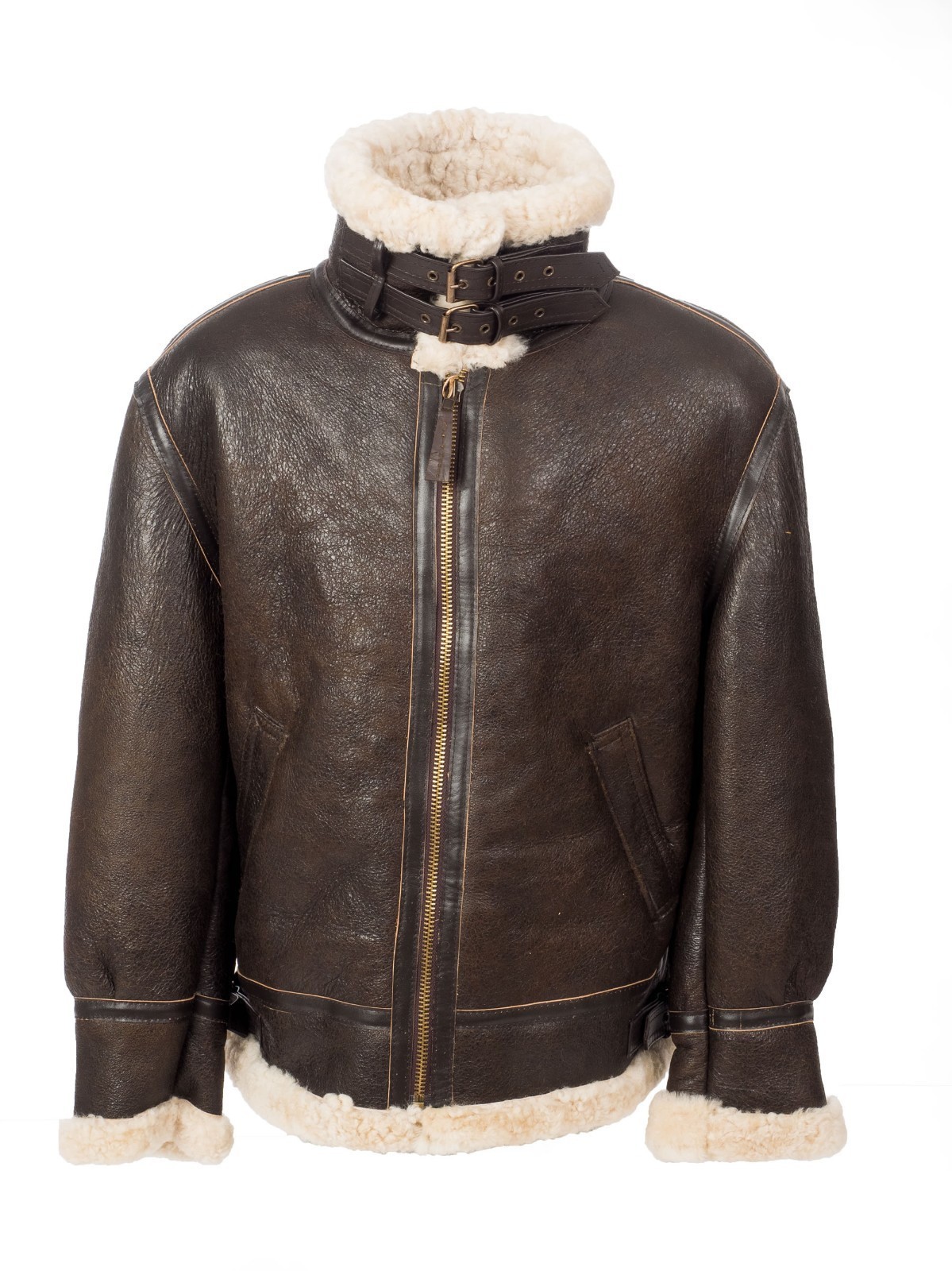 Mens B3 Shearling Jacket Tan Beige Fur Bomber Pilot RAF Sheepskin Jacket