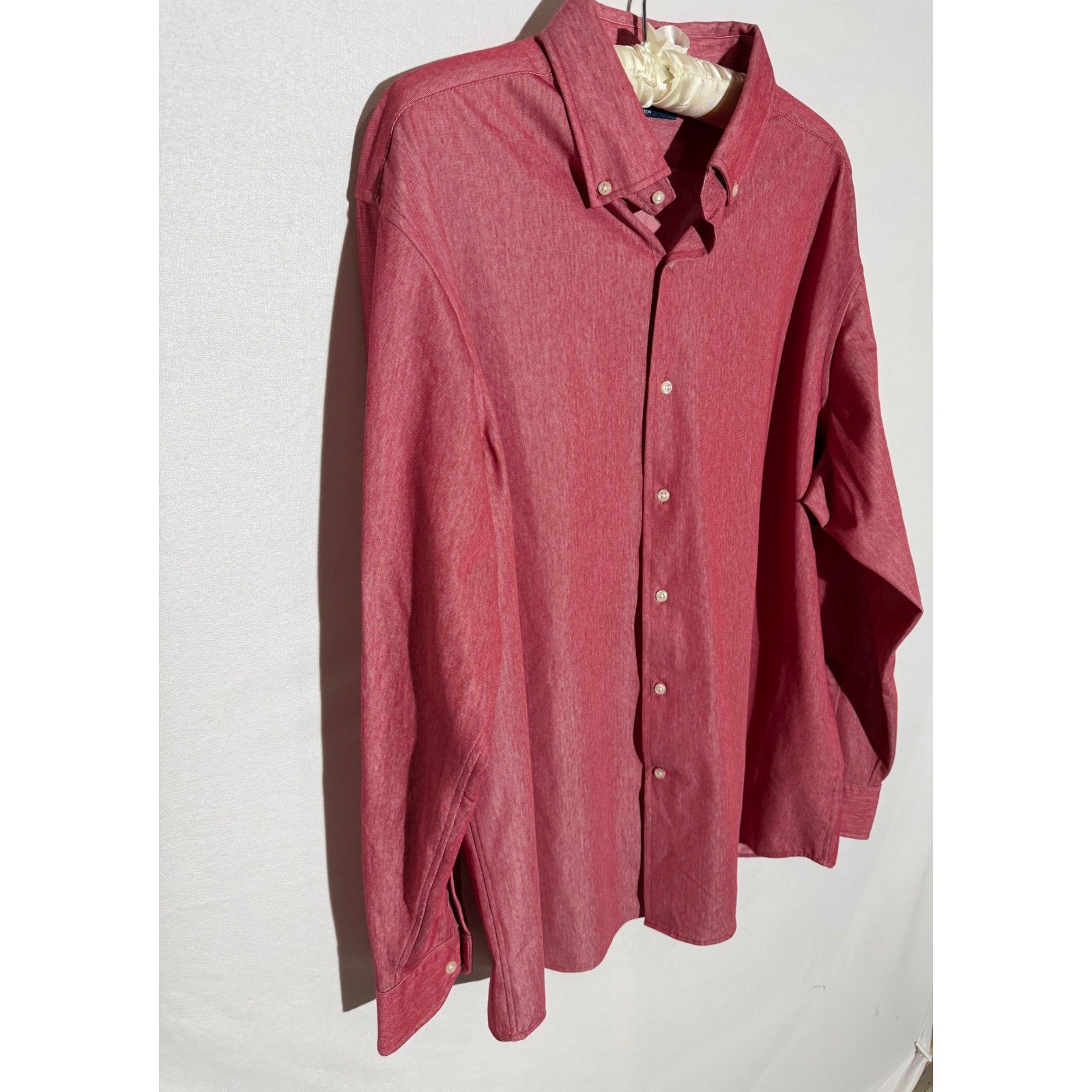 Cremieux Collection Mens XL Red Heathered Button Down Shirt Long Sleeve Cotton