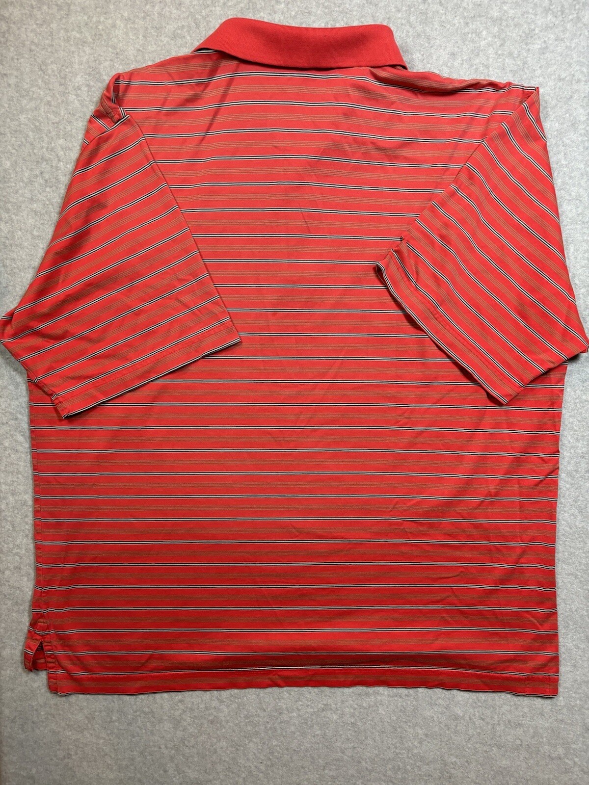 Peter Millar Golf Polo – Red With White And Black Stripes – Size Large