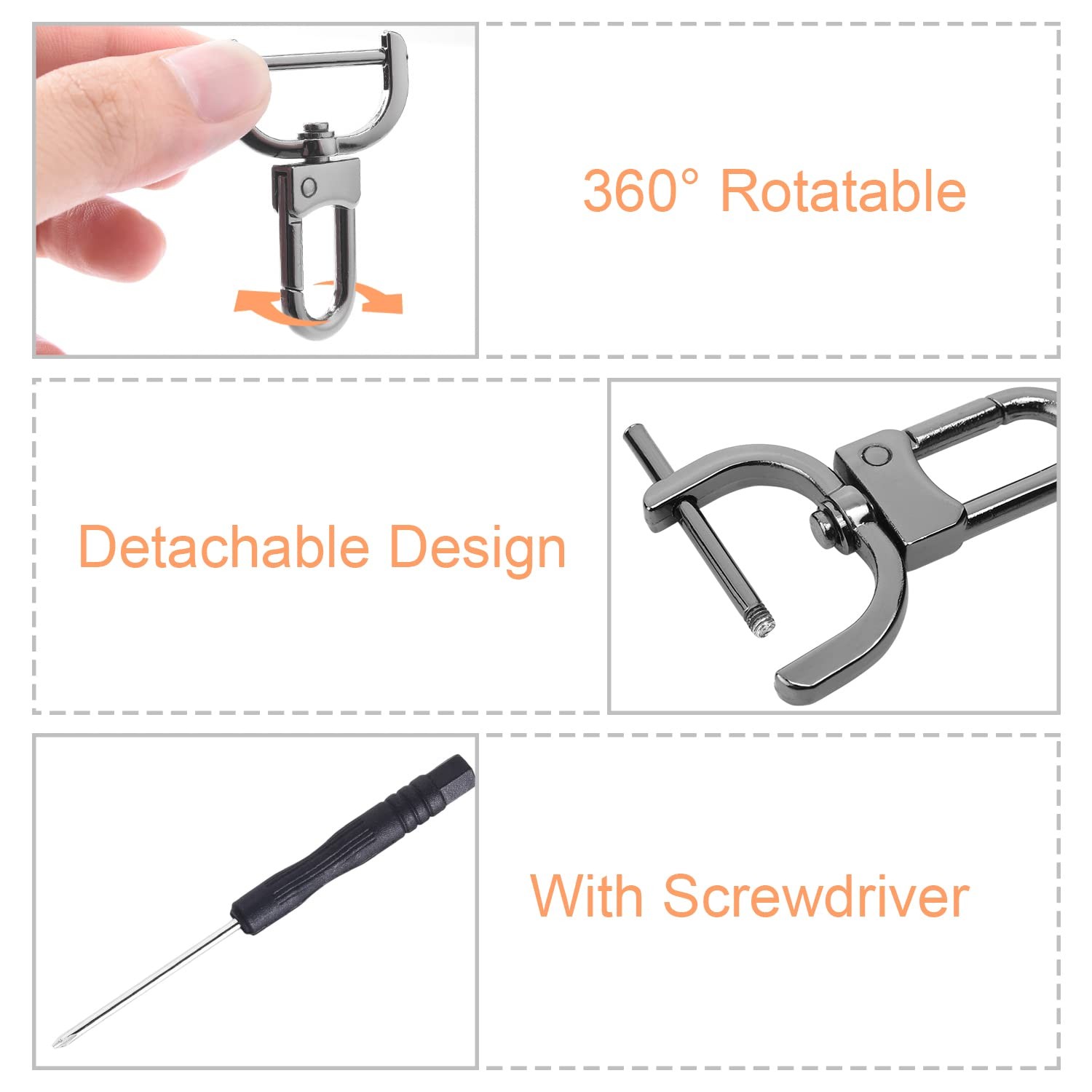 6 Pack 1 Inch Detachable Snap Hook Swivel Clasp, Metal Lobster Claw Clips Cla…