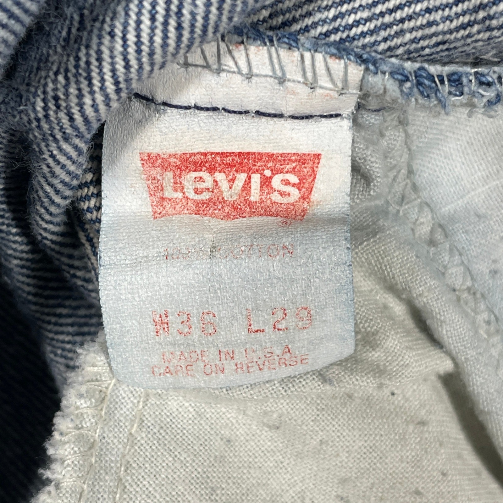 Vintage 80s Levi’s 540 Jeans Mens 36×29 Blue Made in USA Brown Leather Tab Tag