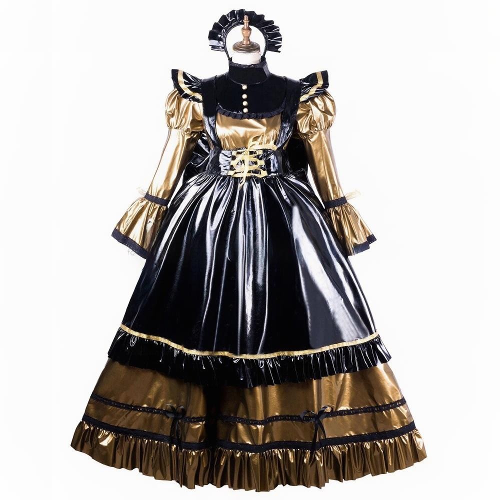 Gothic Lolita Girl Maid Sissy Lockable PVC Dress cosplay costumes Tailor-made