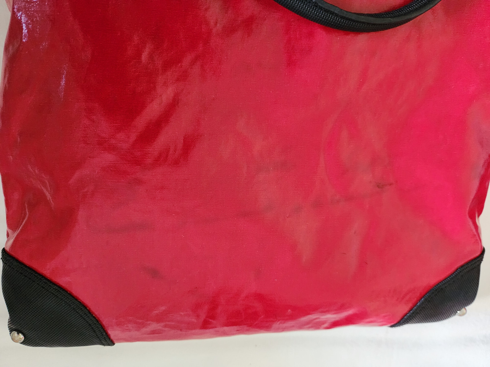 Kipling Fergie Glossy Convertible Crossbody Bag Tote Red and Black, Front Pouch