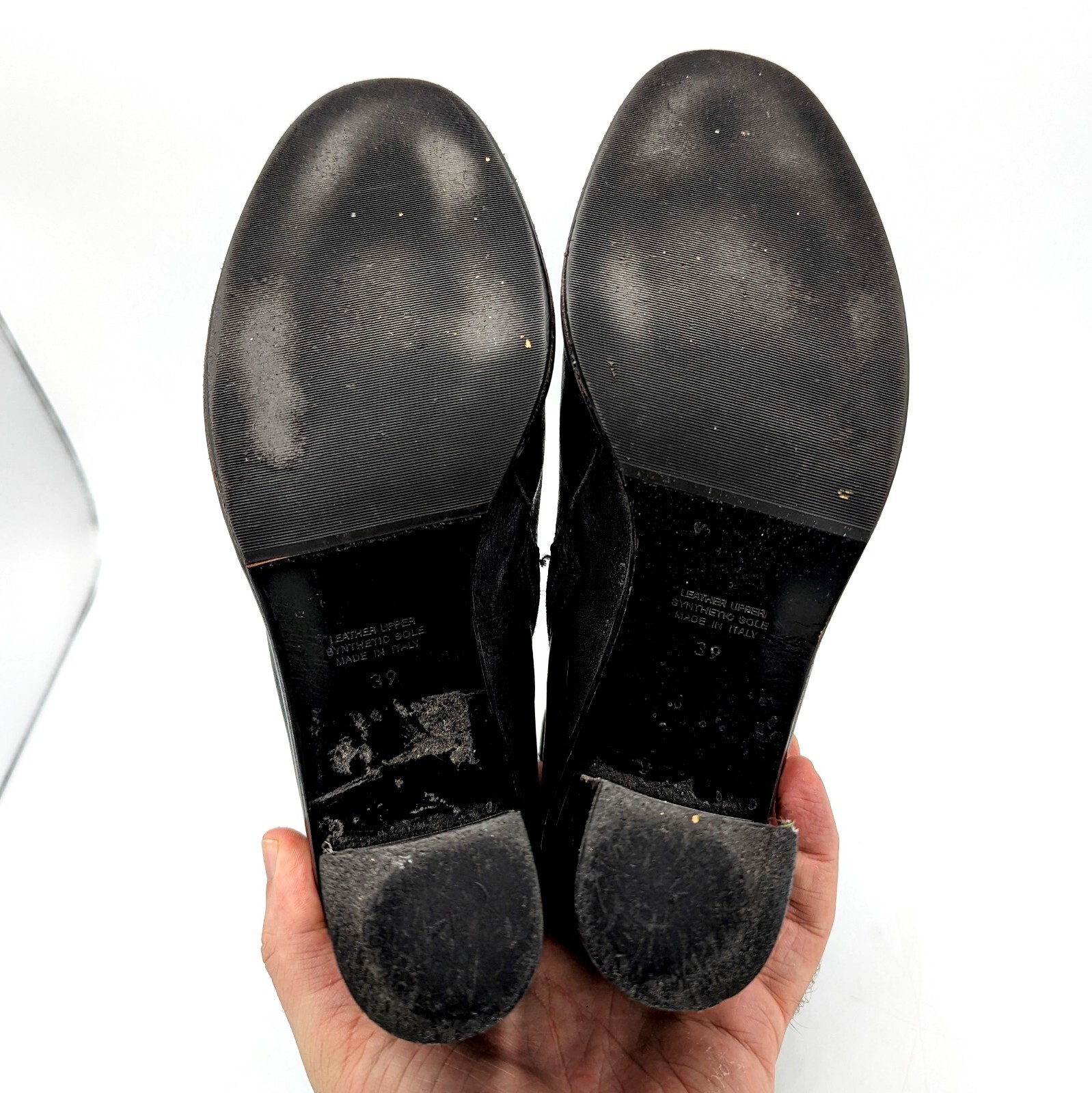 Napoleoni Grannie Black Leather Neoprene Lace-up Witch Granny Booties Sz 9 (39)
