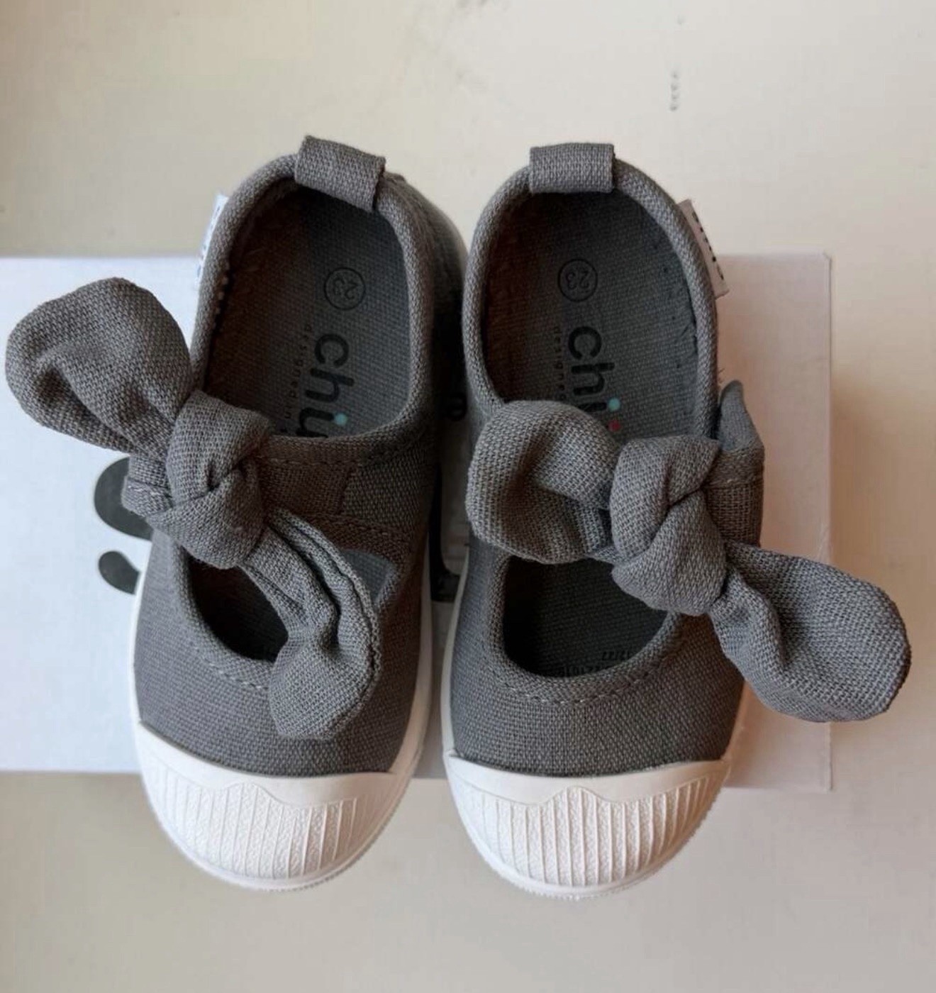 Chus Athena CH02 Toddler Mary Jane Canvas Shoes Grey EU 23 US 7