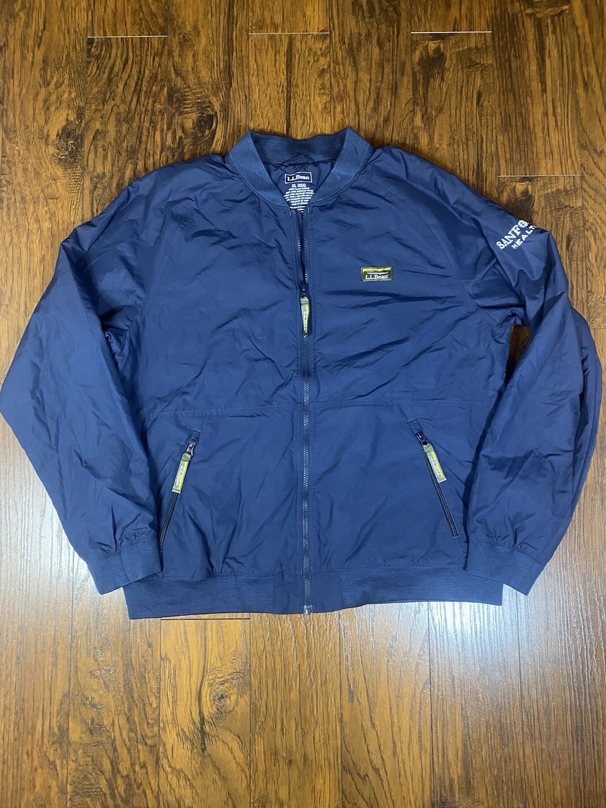 LL Bean XL Regular 3 Season Bomber Jacket Zip Navy Blue Fleece Lined Mens