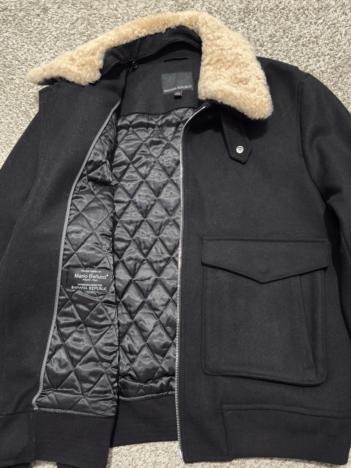 Banana Republic Mario Bellucci Italian Wool Bomber Jacket Size Large