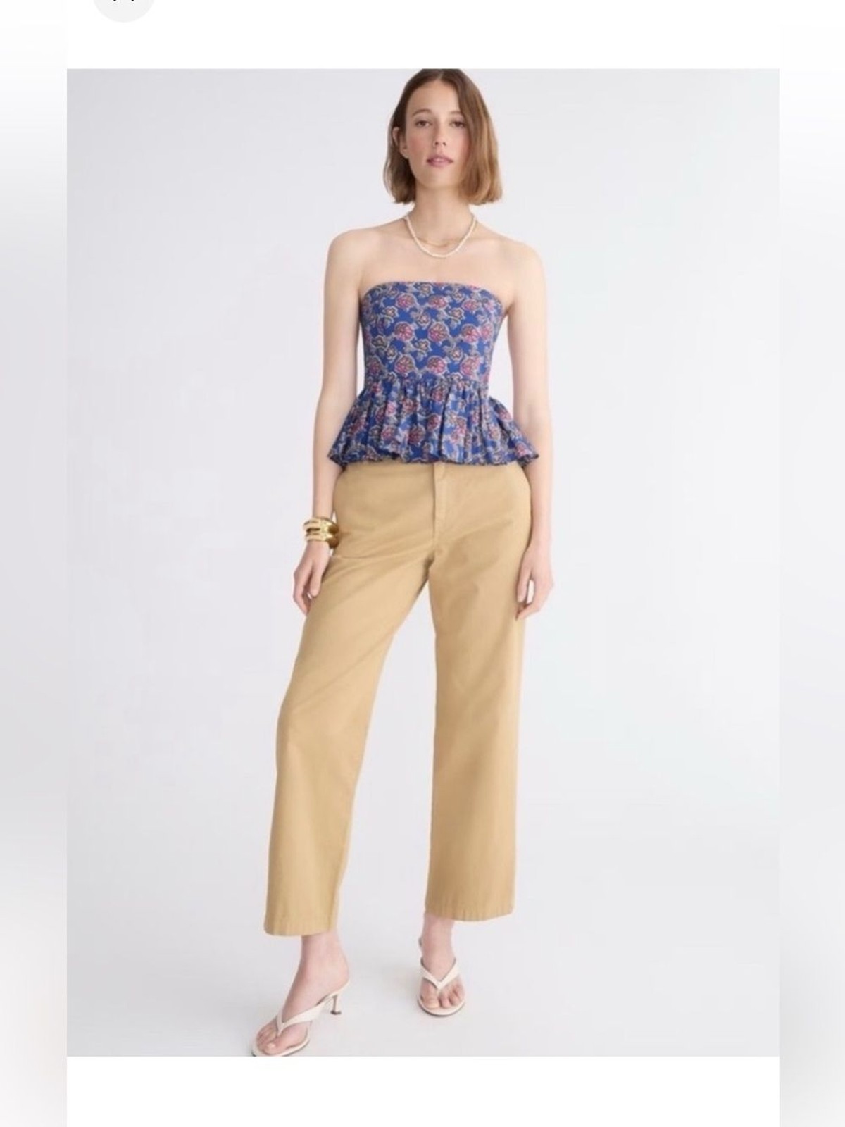 J. CREW Collection strapless peplum top in Ratti blue blooms print cotton 18 NWT