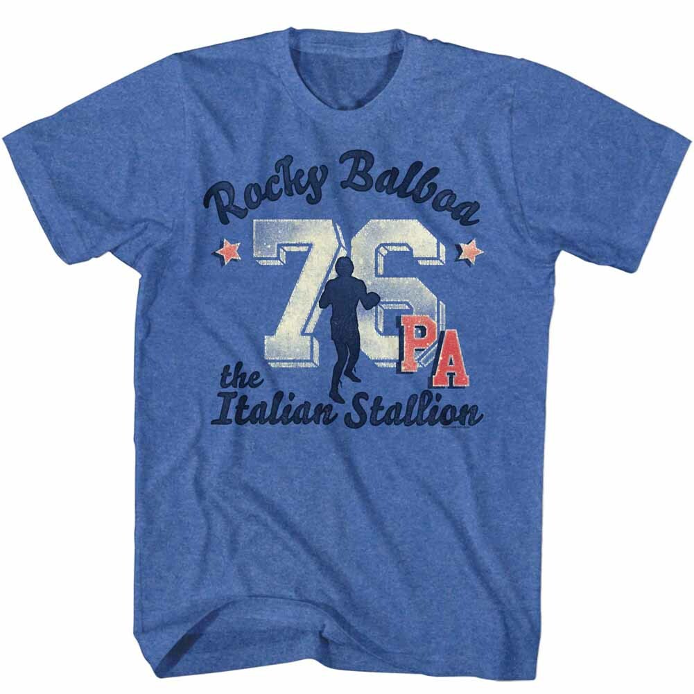 Rocky Balboa T-Shirt New Licensed Athletic 76 Retro Royal Heather SM – 3XL
