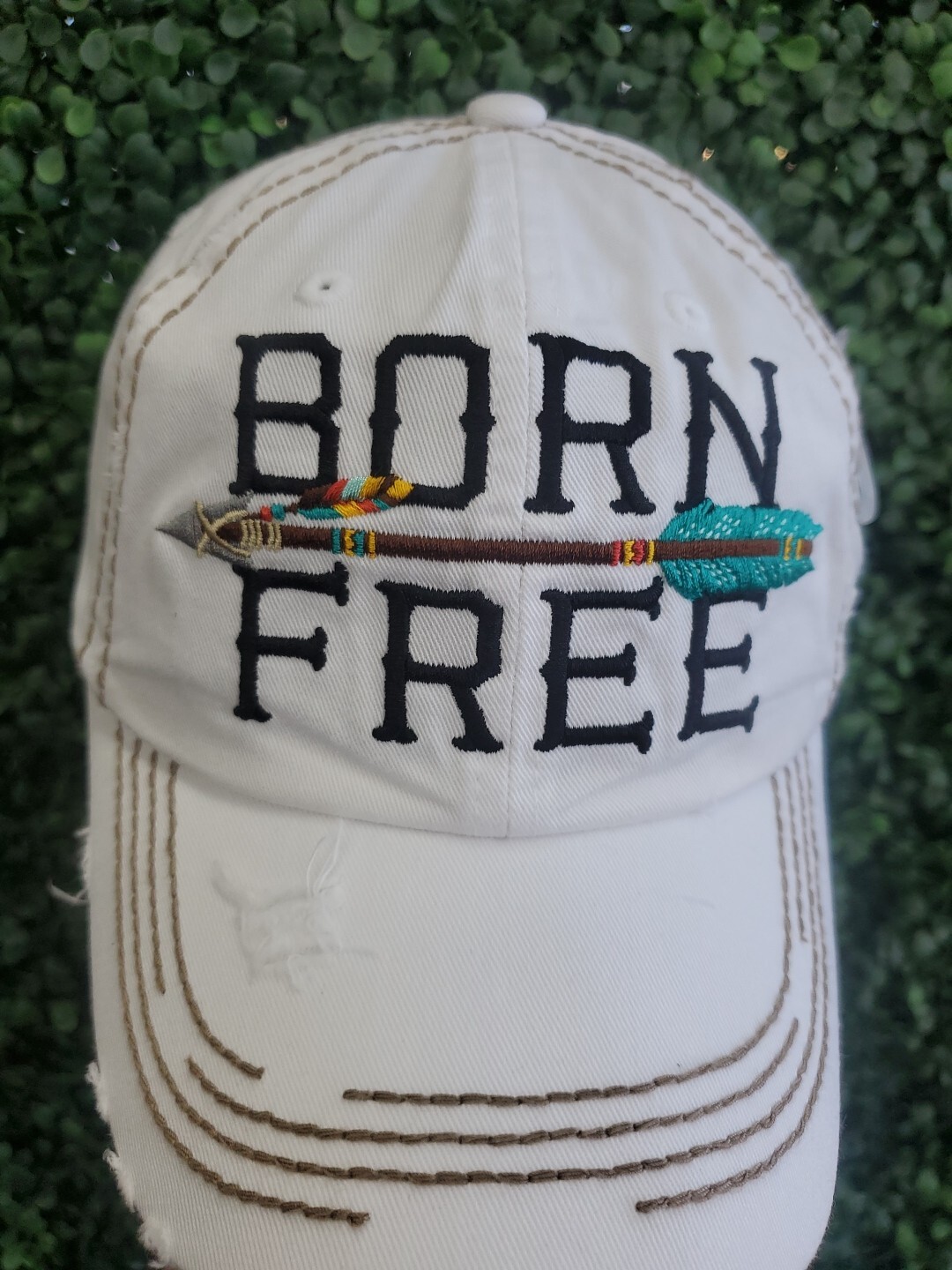 Kbethos Born Free Distressed Embroilered Arrow Hat NWT