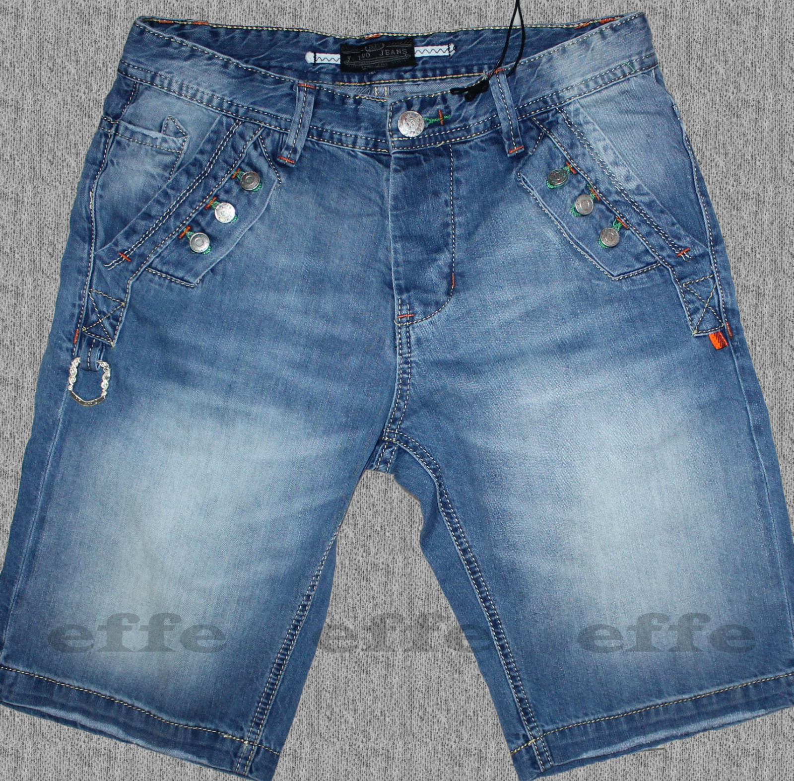 Mens Y.Two DENIM Regular Button Down Jeans Bermuda Shorts Size 42 44 46 48 50