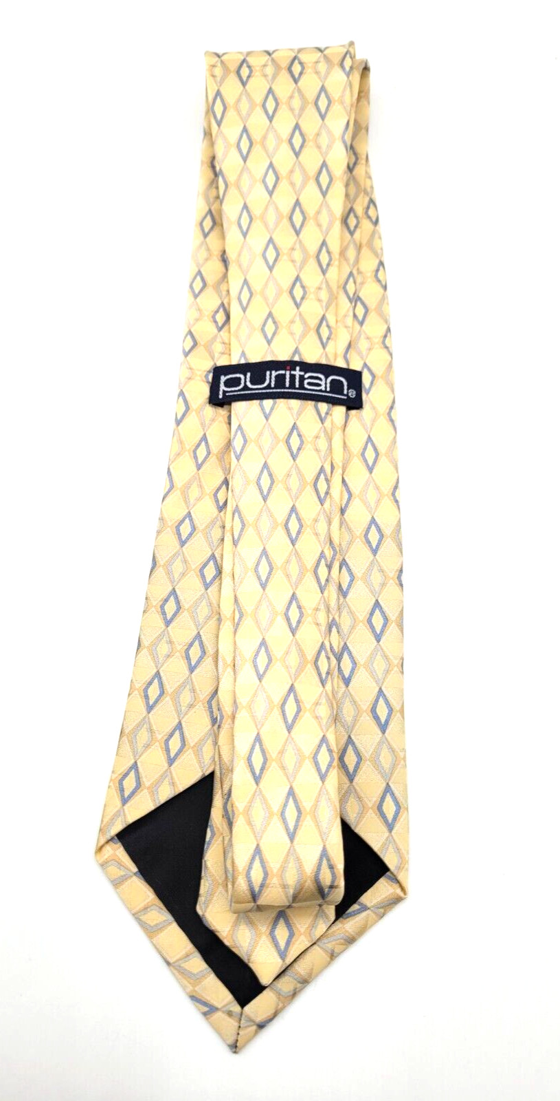 PURITAN Geometric Diamond Men’s 100% Silk Classic Necktie Yellow & Blue 57″-60″