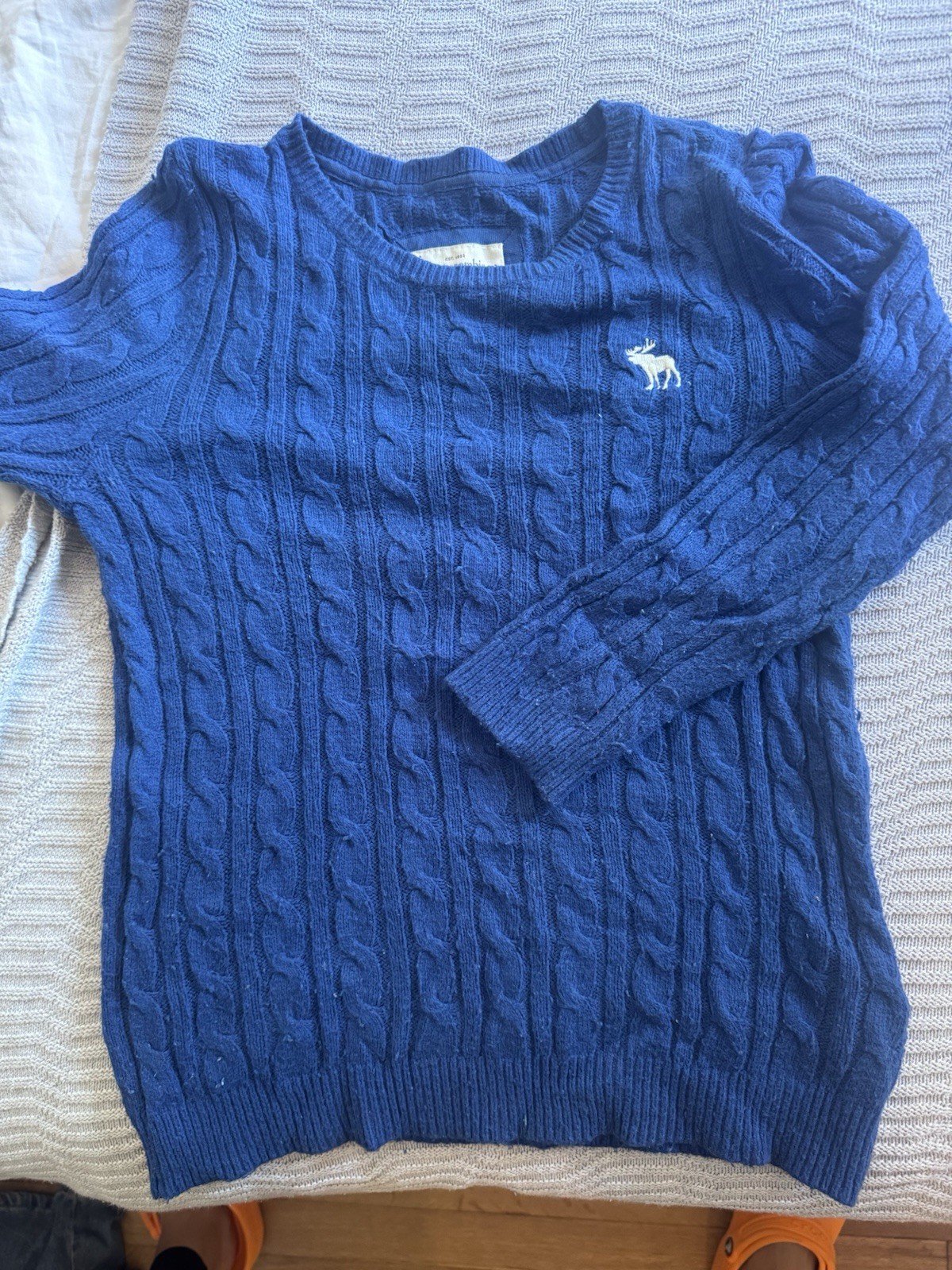 Abercrombie Blue Cable Knit Crew Neck Cotton Long Sleeve Sweater size S