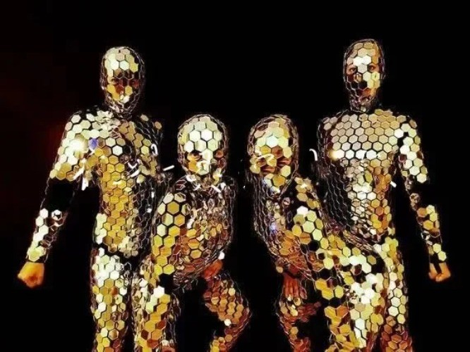 Lot Silver Mirror Jumpsuit Business Costume Nightclub Laser Stage Dance Sequin