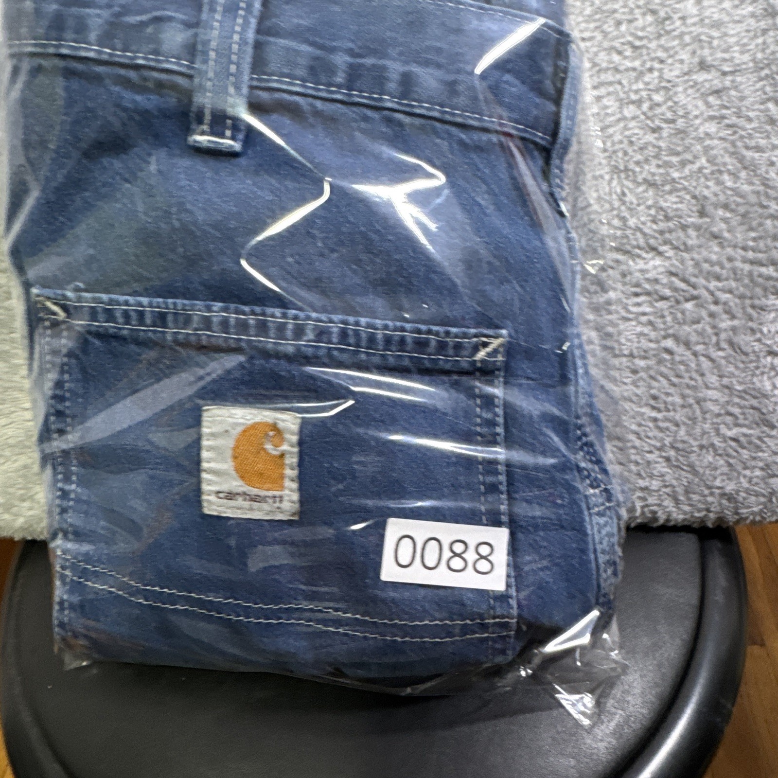 Carhartt Dungaree FU denim Work jeans 36w 30L has black paint stains in pictures