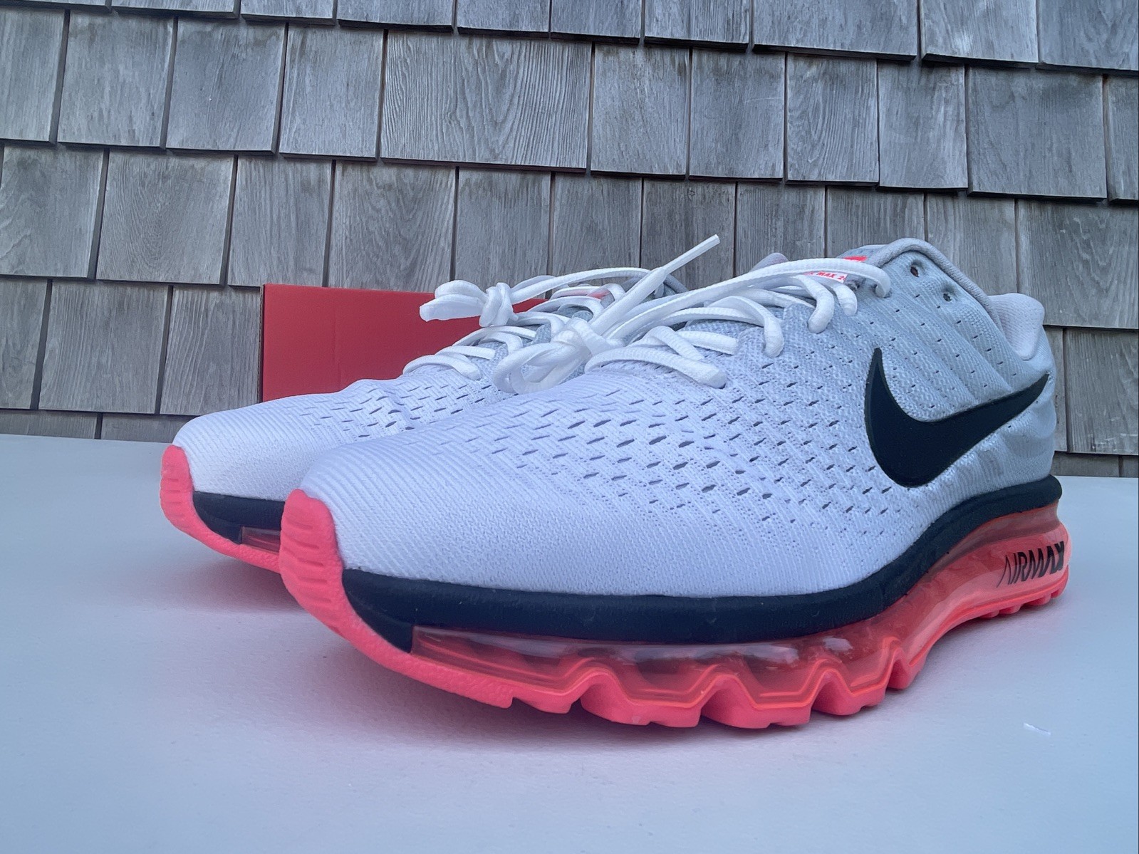 Nike Air Max 2017 Running Shoes White Grey Pink 849559-106 Men’s Size 15 NEW