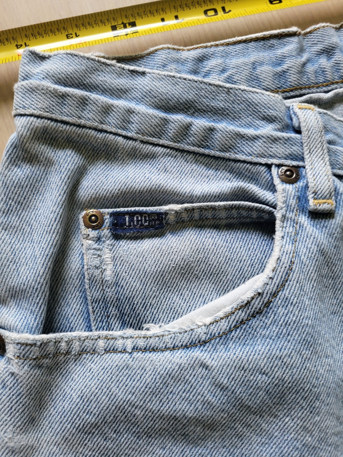 Lee Light Wash Blue Denim Straight Jeans Regular Fit 5-Pocket Button