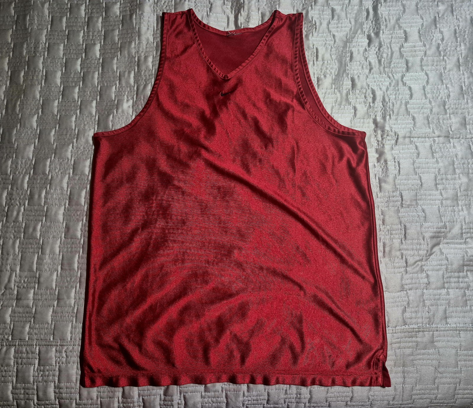 Nike Basketball Jersey Tank Top MEN’S Large Red Dazzle Shiny Silky