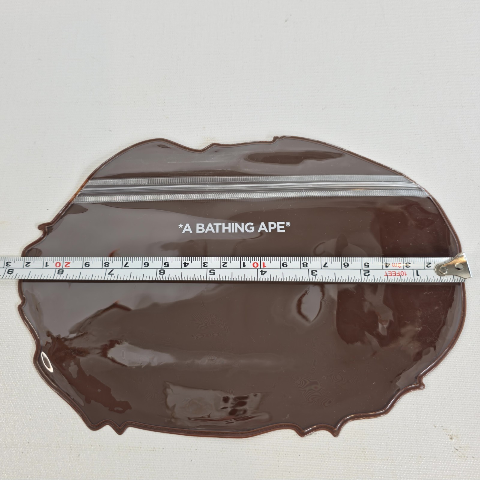 A Bathing Ape PVC Pouch Brown Head Logo Small Zip Bag 5.5″x8.5″ Bape New