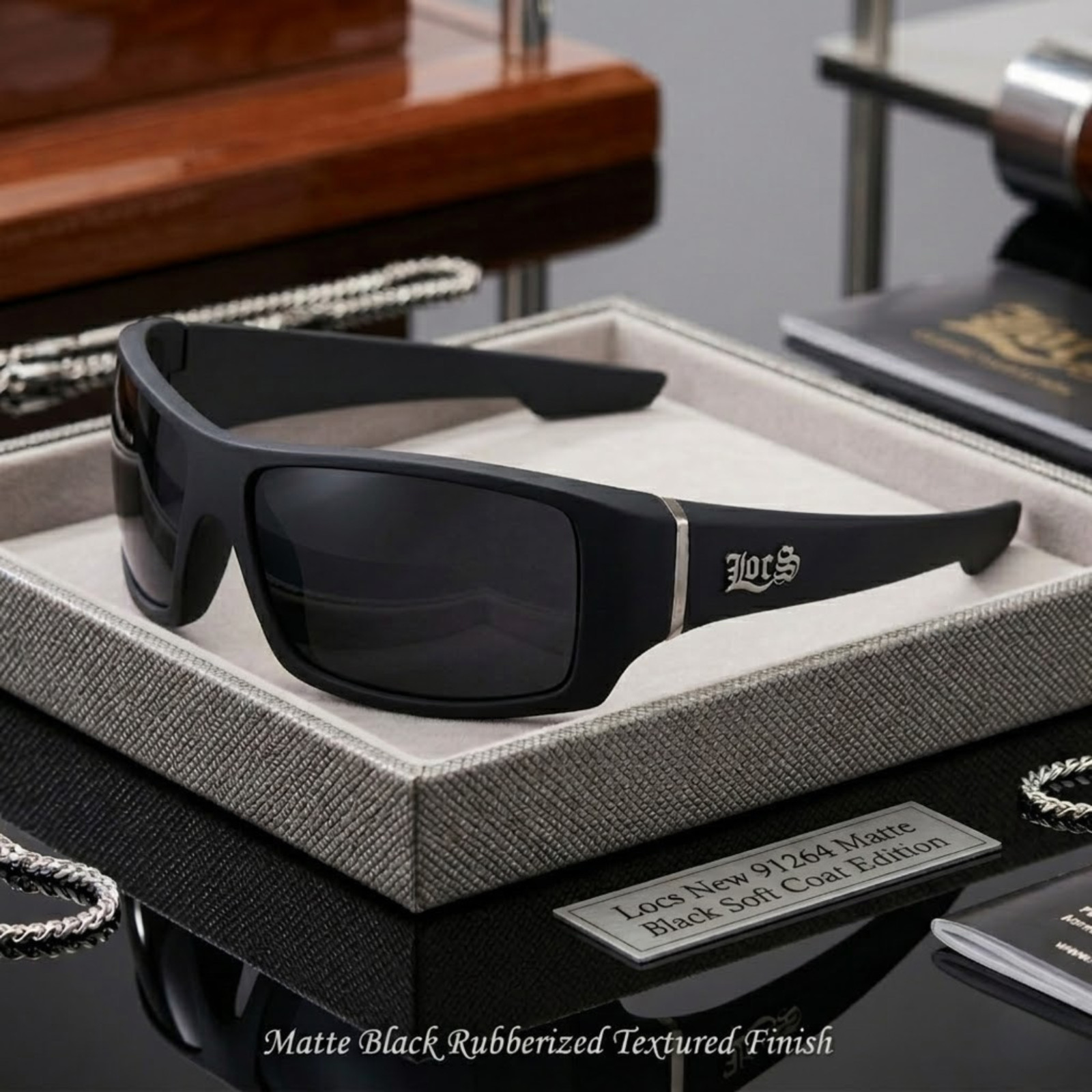 Men’s Locs Sunglasses Black Frame Super Dark