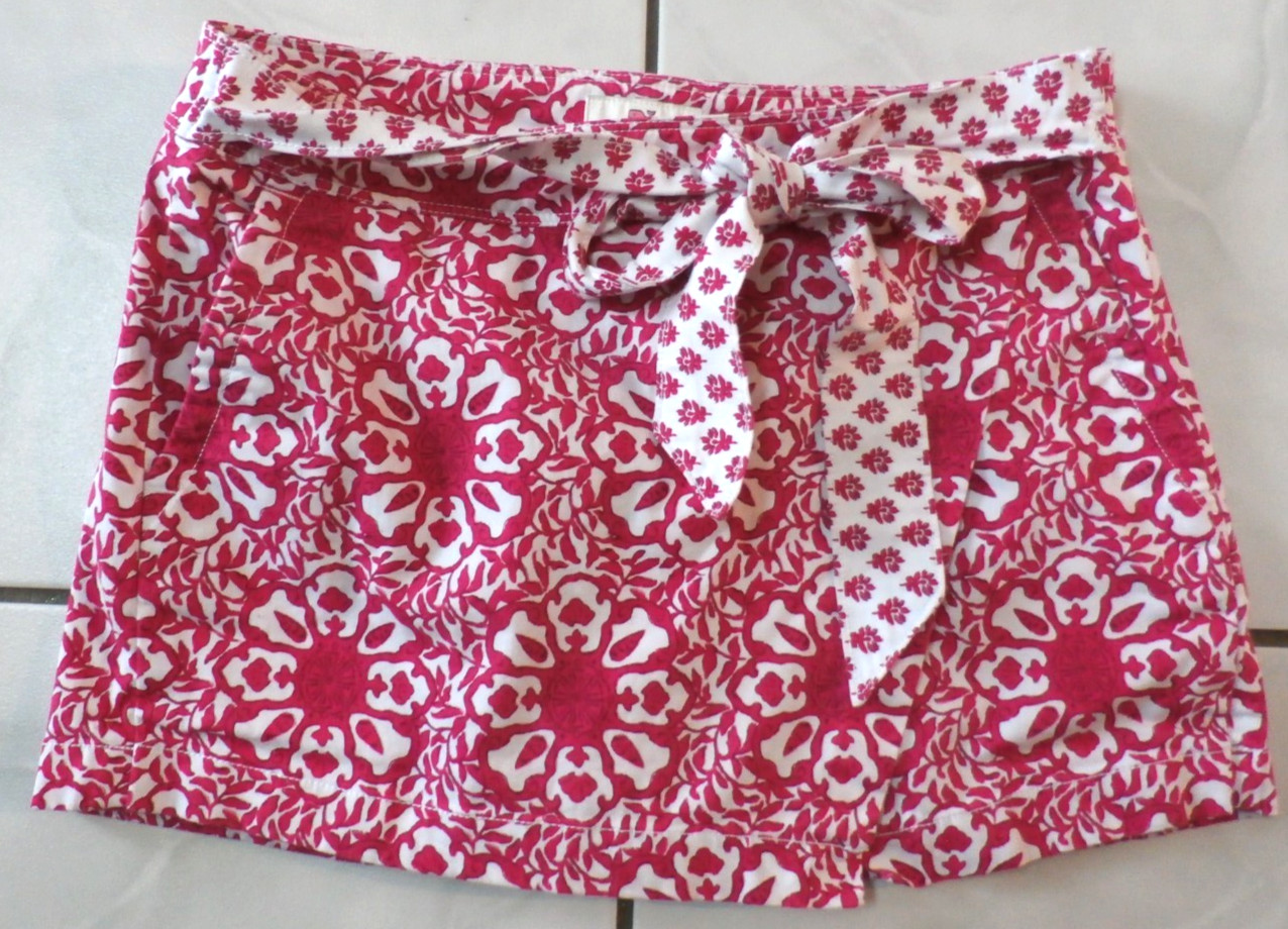 Vineyard Vines Preppy Pink Floral Skirt Skort Shorts Faux Wrap Womens 2 #i60