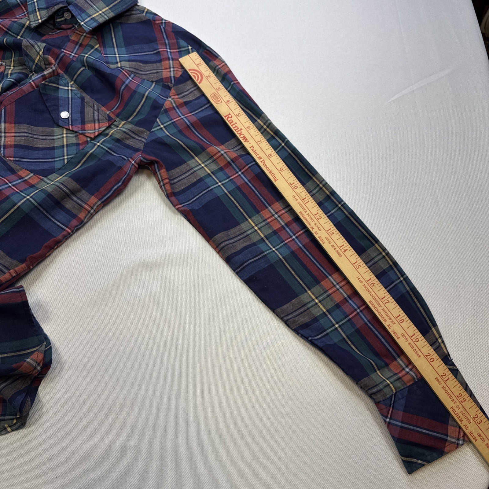 Vintage VIP Western Snap Shirt Mens S 90s Plaid Check Pearl Cowboy Ranch #0210
