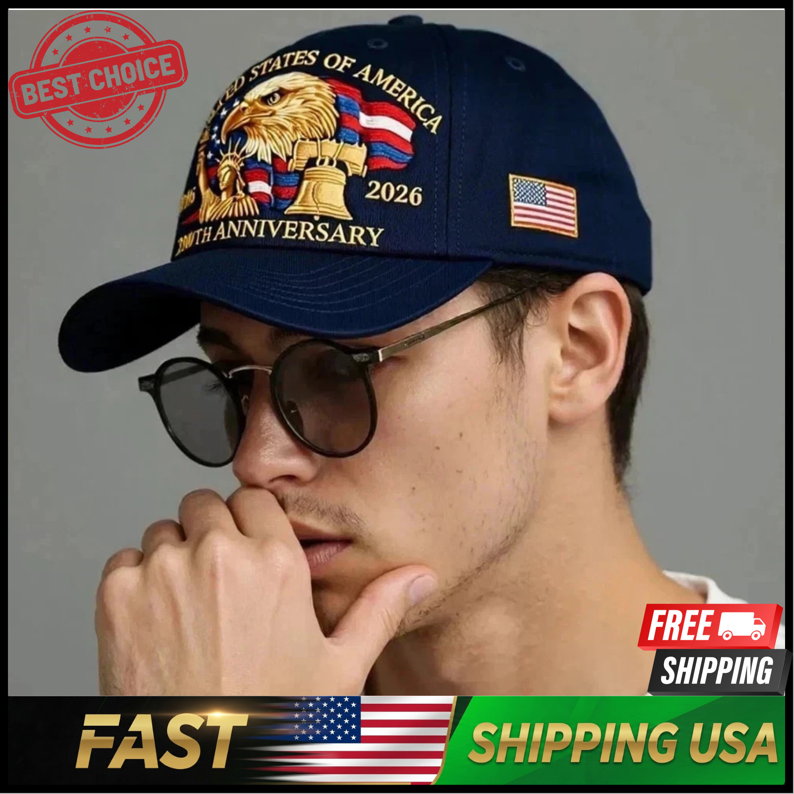 USA 250th Anniversary Baseball Cap Adjustable Patriotic Hat for Multiple Occasio