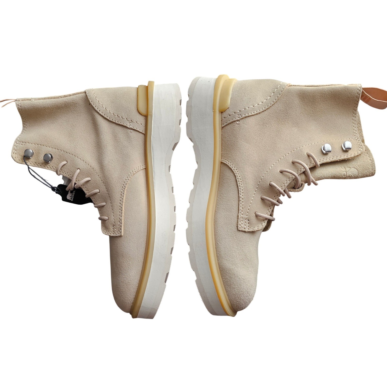 SOREL Hi-Line Lace-up Mid-Shaft Lug-Sole Booties – US Size 7.5 Ceramic – #884