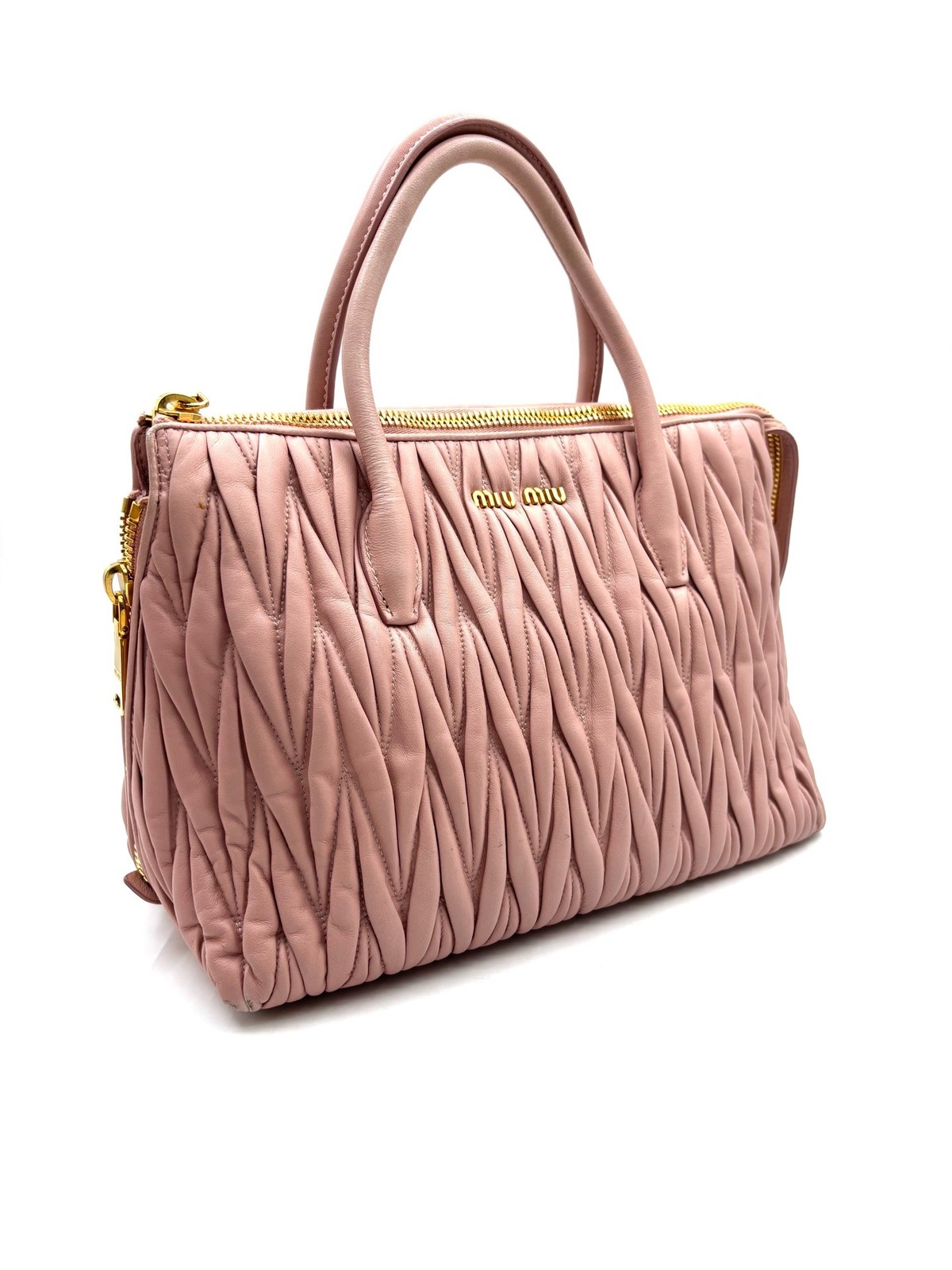 Miu Miu Pre-Owned Authentic Satchel Gold 31*15*22cm Free Tracked Shipping