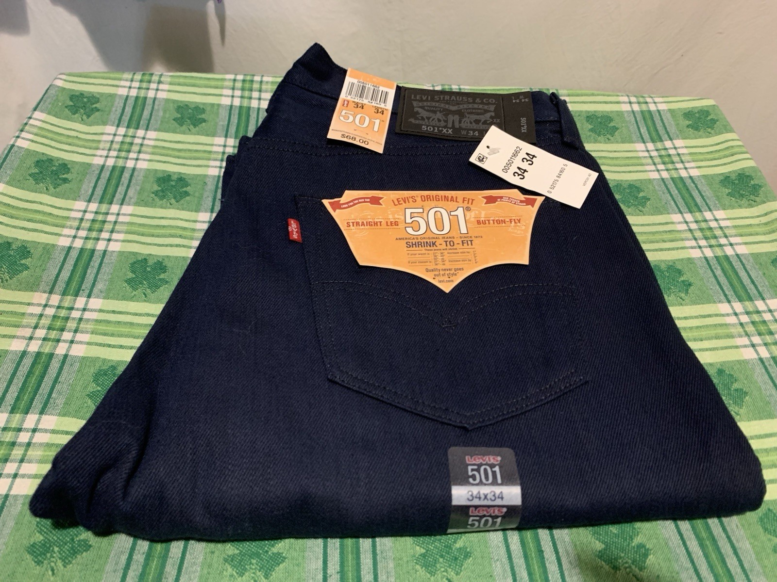 ❤️Levi’s 501XX Midnight Men’s Button Fly Straight Leg Denim Jeans Size 34X34 NWT