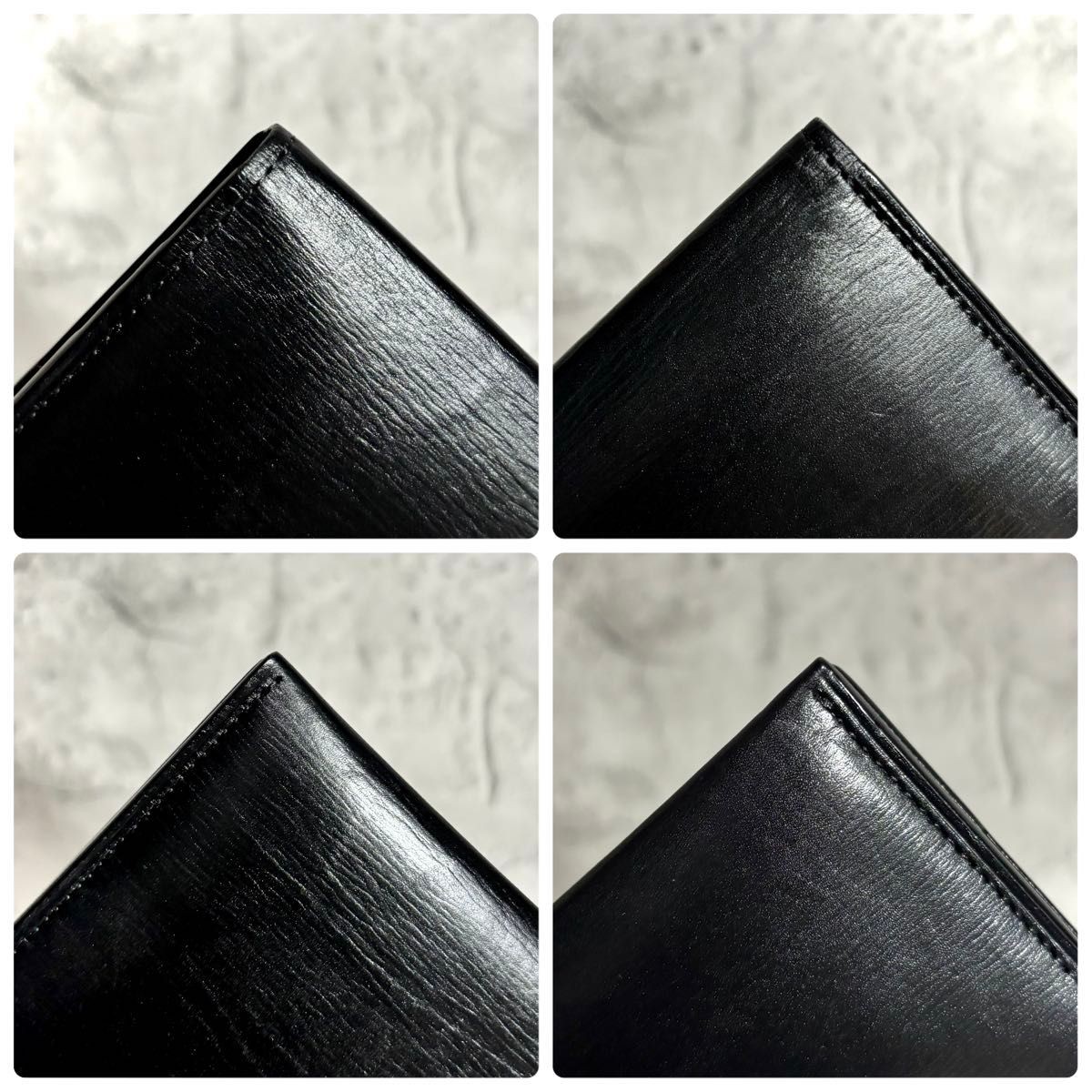Ganzo Cordovan Long Wallet Leather Black Billfold Bifold H9cm x W19cm Men’s
