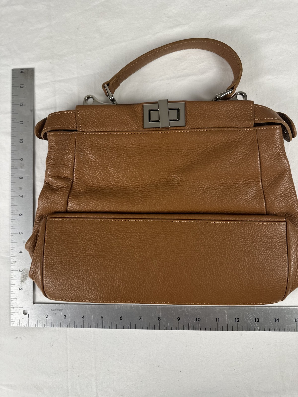 Italian Leather Handbag Carmel Pebbled Leather Top Handle Satchel Purse