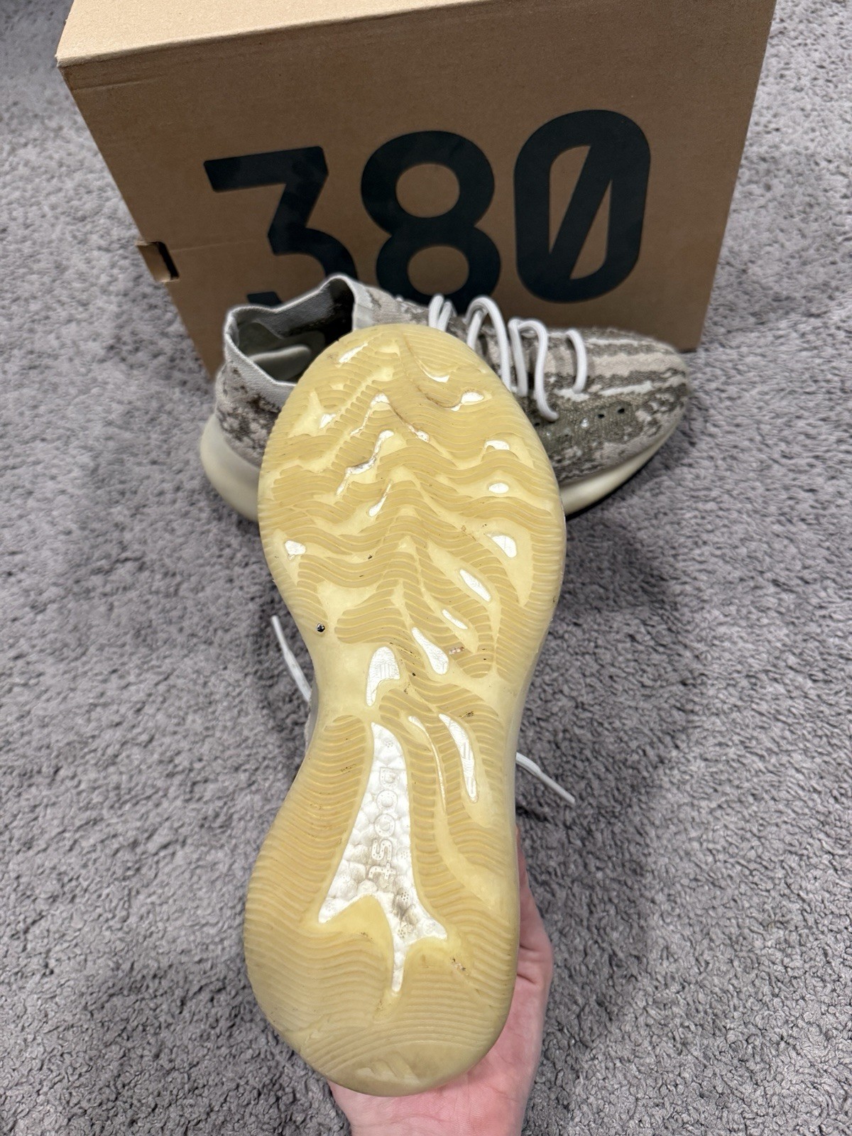 adidas Yeezy Boost 380 Pyrite Gray Primeknit Low Top Sneakers GZ0473 Men