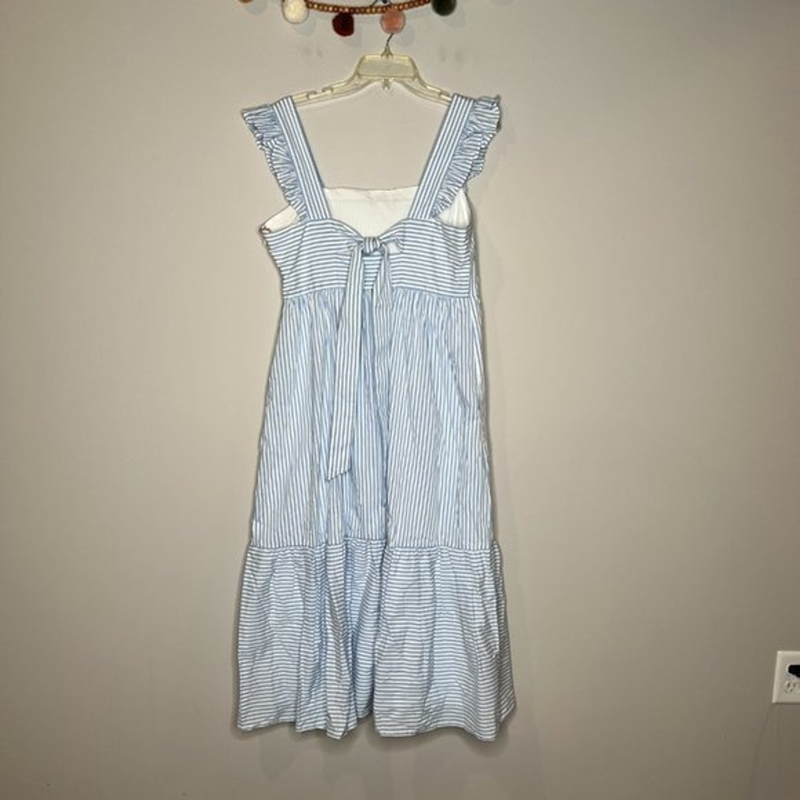 NWT Gal Meets Glam Jasmine Blue Striped Ruffle Tiered Maxi Dress