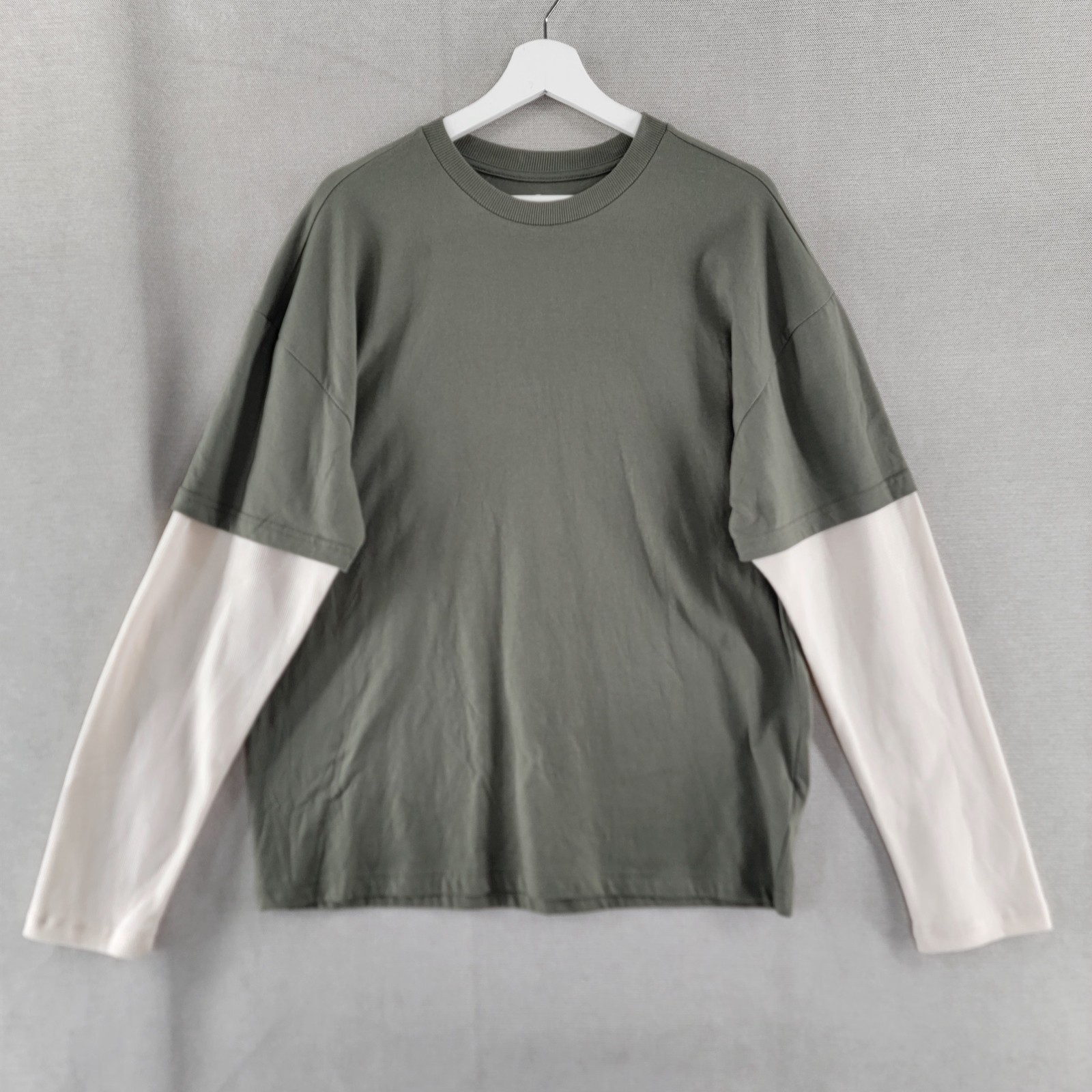 Hollywood Mens Shirt Twofer Thermal Oversized Long Sleeve T-Shirt Tee Size Small