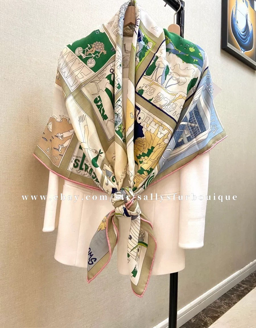 2026 Sallys 70% Cashmere 30% Silk Wrap Scarf Travel Print Double Face Shawl 53″