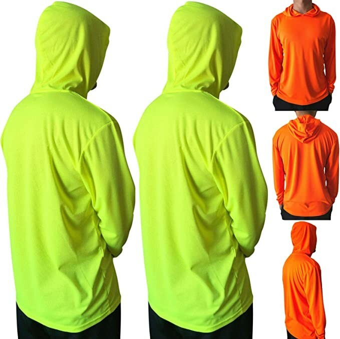 2 PCS in Pack Safety Hoodie Long Sleeve High Visibility Construction Work Shirts
