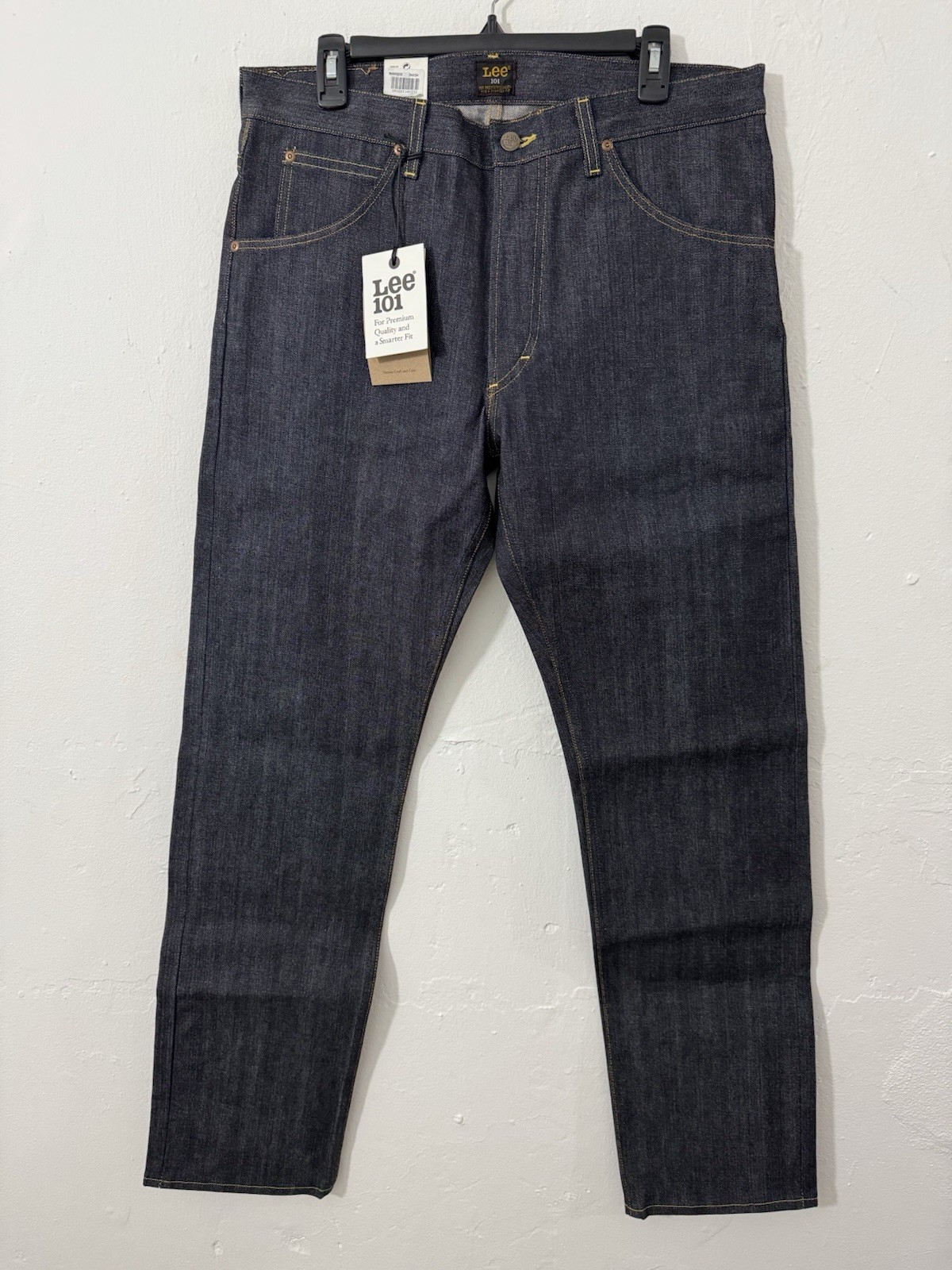 Lee 101 Z Japan Selvedge Denim Jeans Straight Leg Dry Indigo Made Italy 34×34
