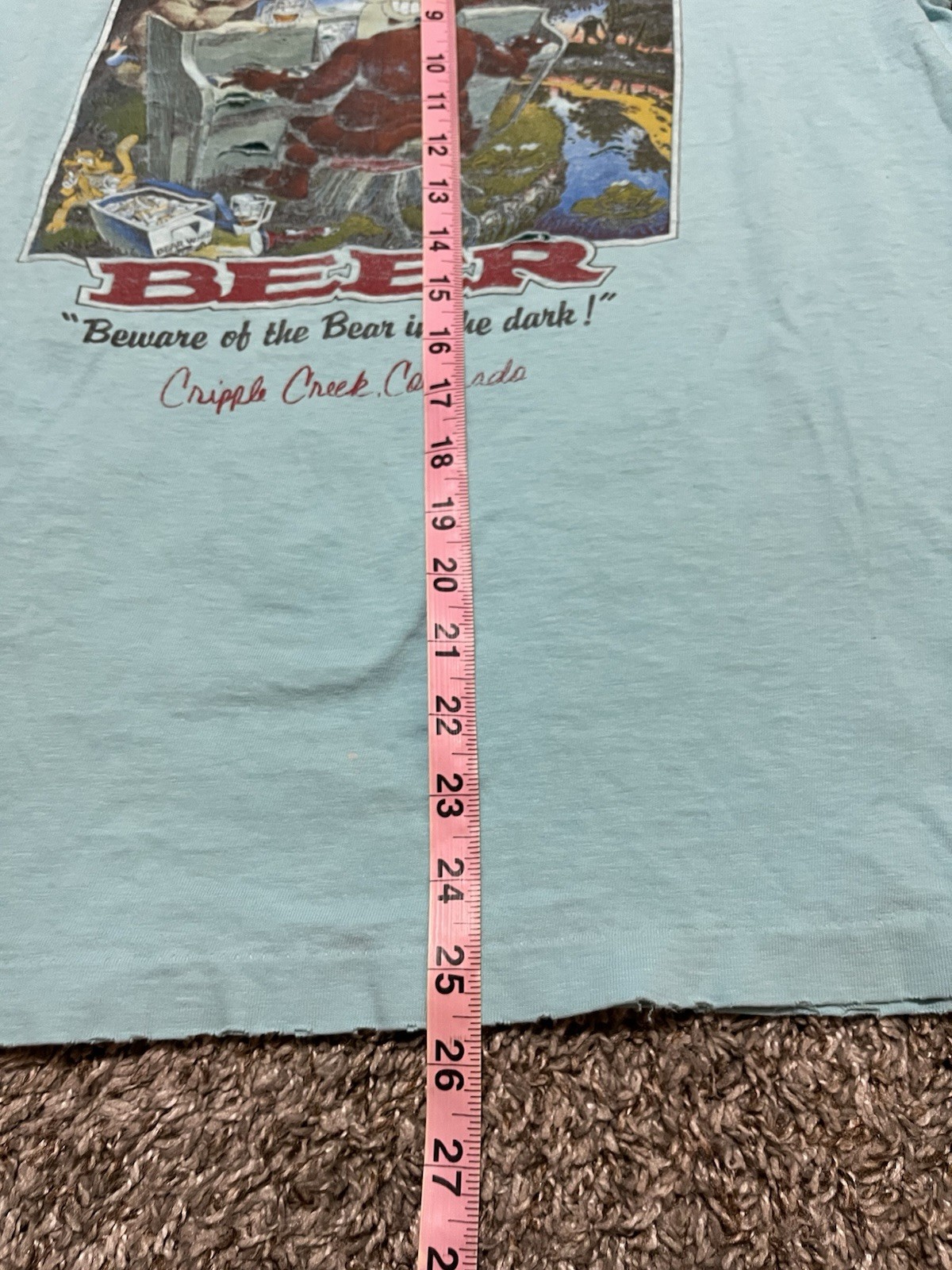 Vintage 80’s Single Stitch Bear Whiz Beer Humor Promo Blue T Shirt Size Large