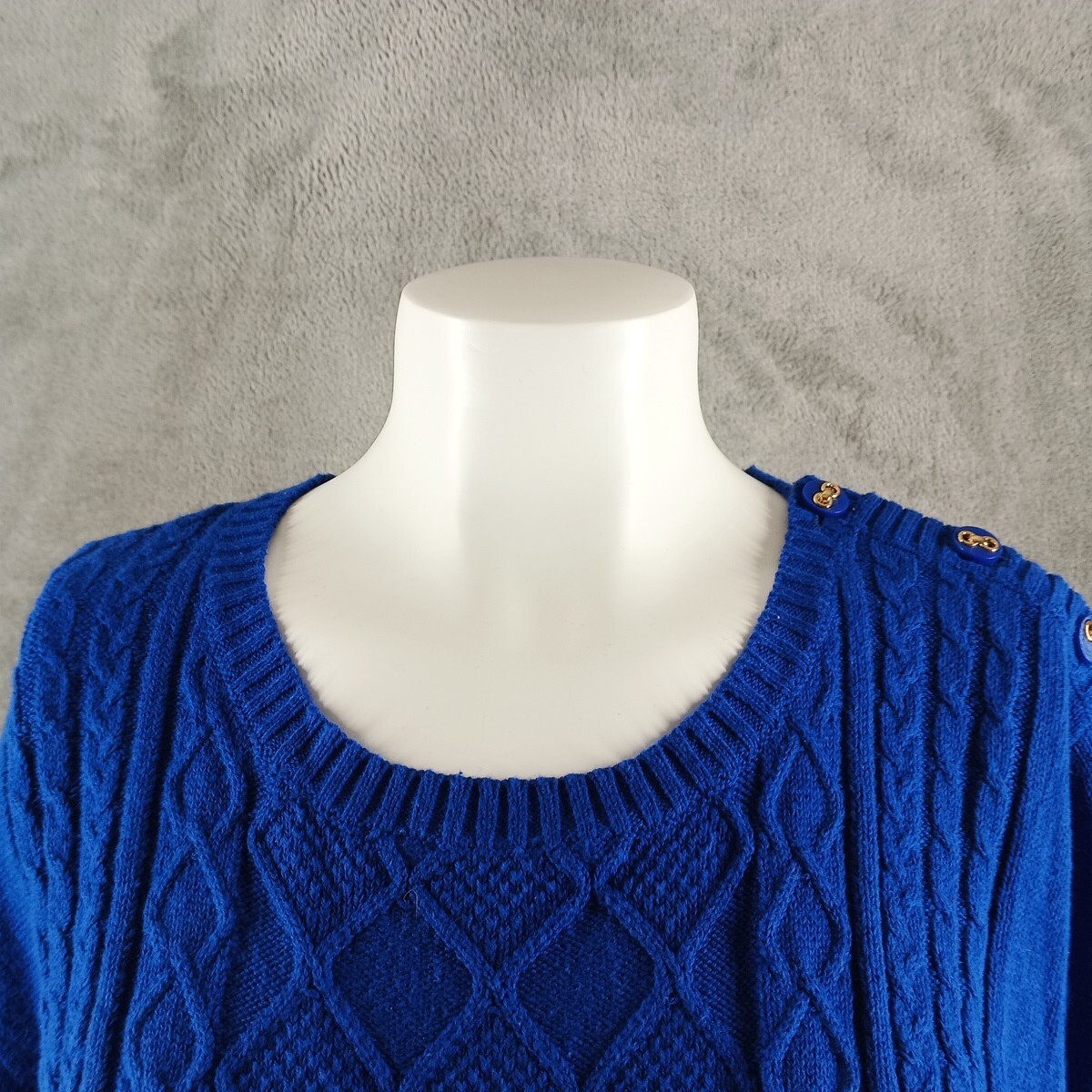 NWT CHARTER CLUB Fall Textured Sweater XXL(20-22) Blue Cotton Pullover
