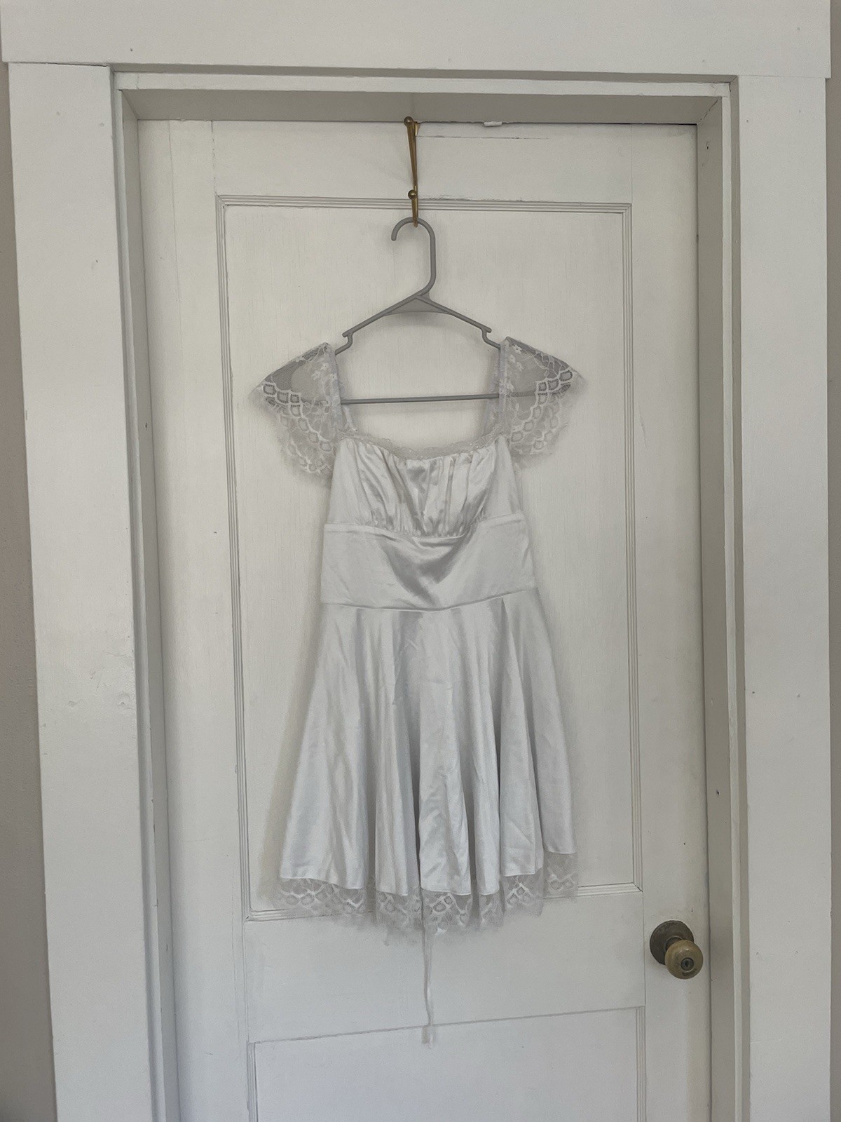 Women’s White Solid Full Slip XS Lace Trim Polyester/Elastane Hand Wash Only
