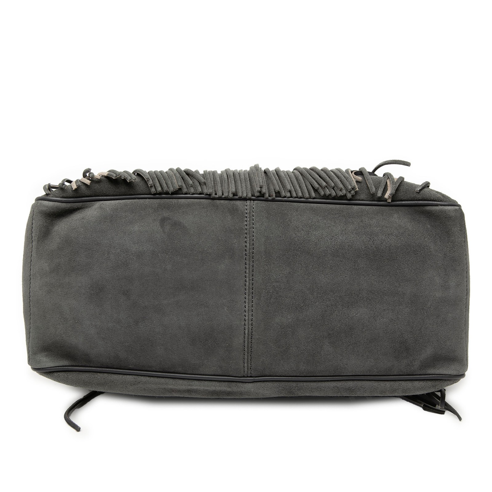 Celine Suede Boogie Fringe Handbag Pre-Loved Bag Gray