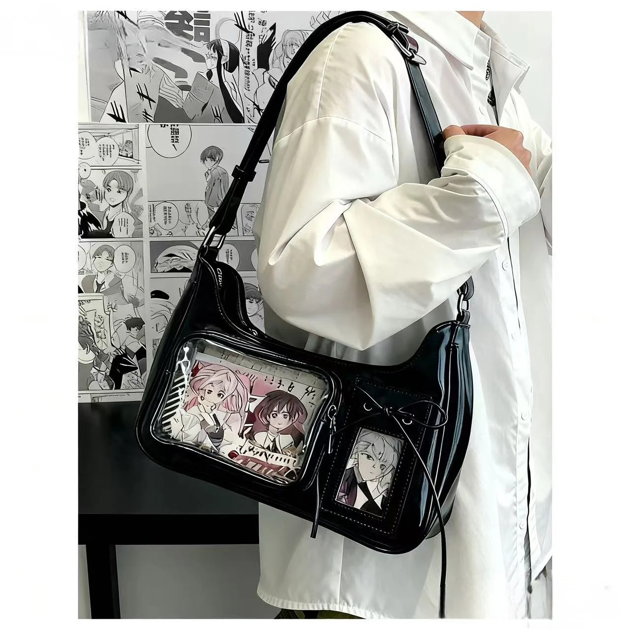 Y2k Harajuku Shoulder Bag Women Korean Transparent Ita Bag School Crossbody Bag