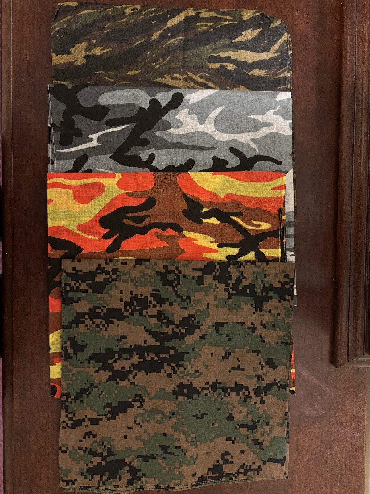 4 Pack Poly 22” X 22” Camo Camouflage Bandana Bandanas Digital Blaze Tiger Urban