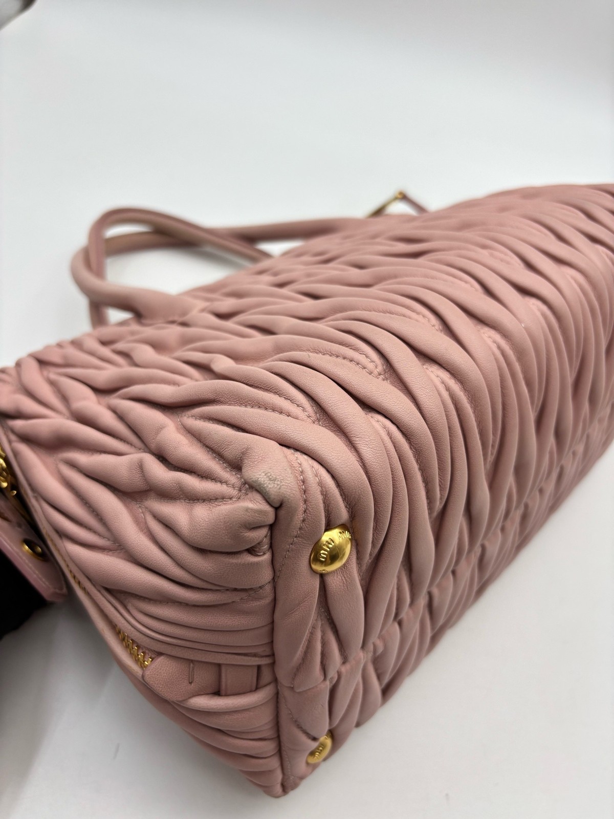 Miu Miu Pre-Owned Authentic Satchel Gold 31*15*22cm Free Tracked Shipping
