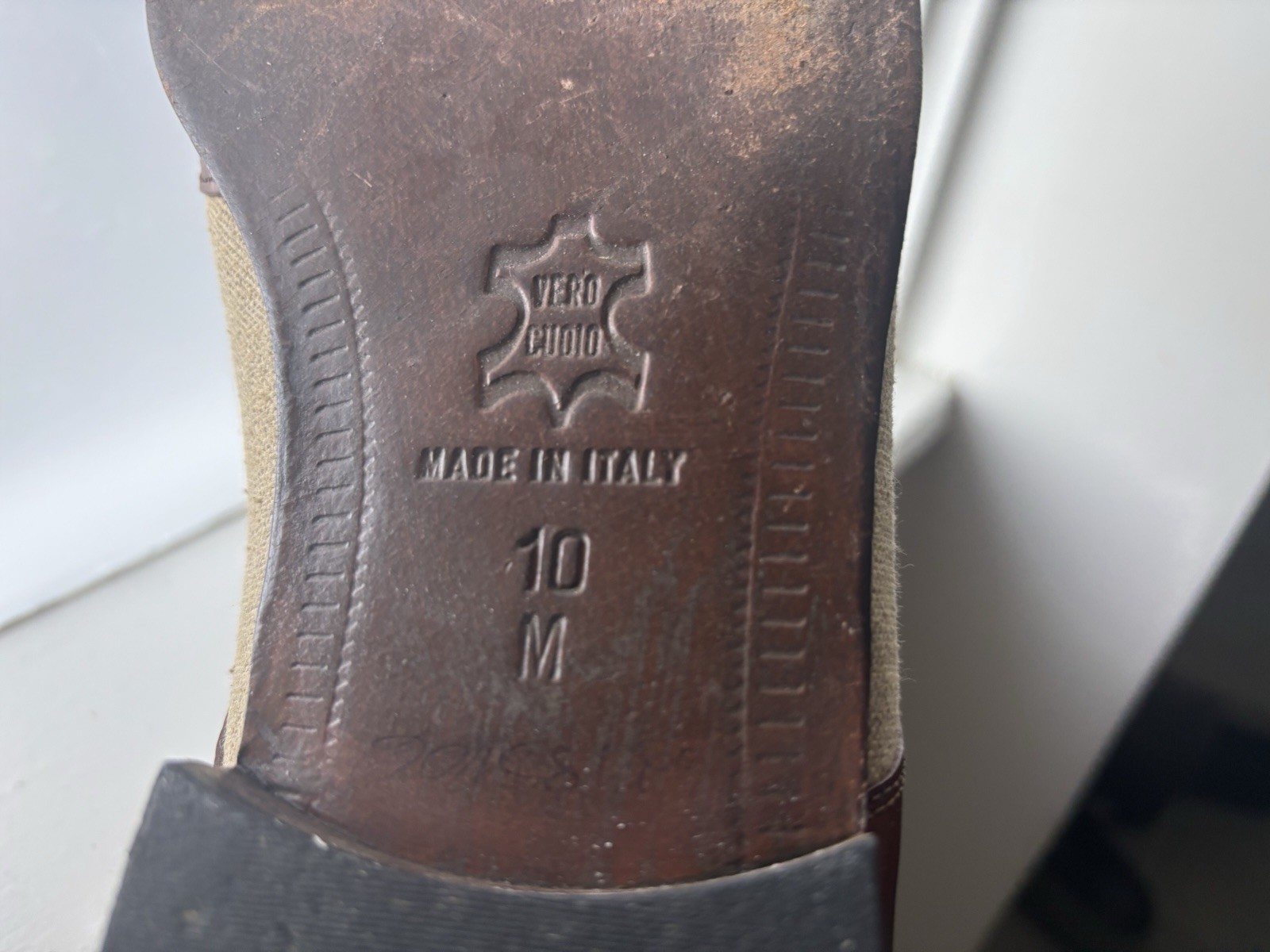 Bostonian Florentine Shoes Size 10 Brown Leather Linen Spectator Wingtip Italy